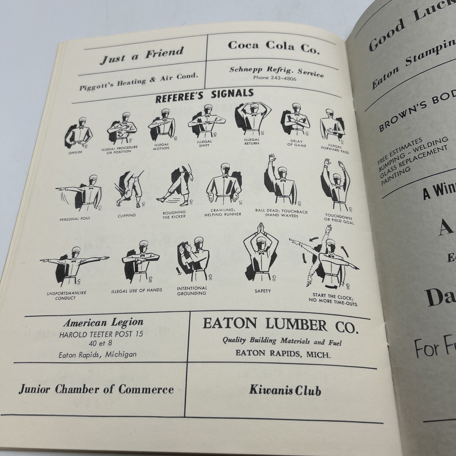 Ealton Rapids High School Souvenir Football Program 1964
