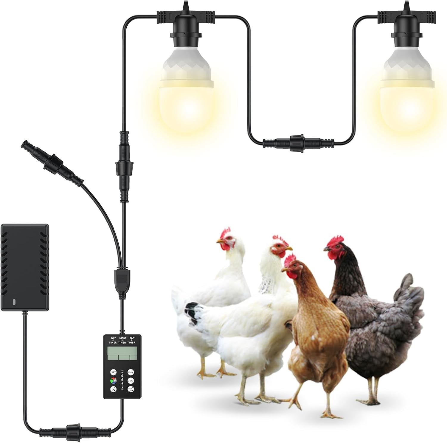 Chicken Coop LED Light with Timer Automatic Daylight Extender Lamp–New/Open Box