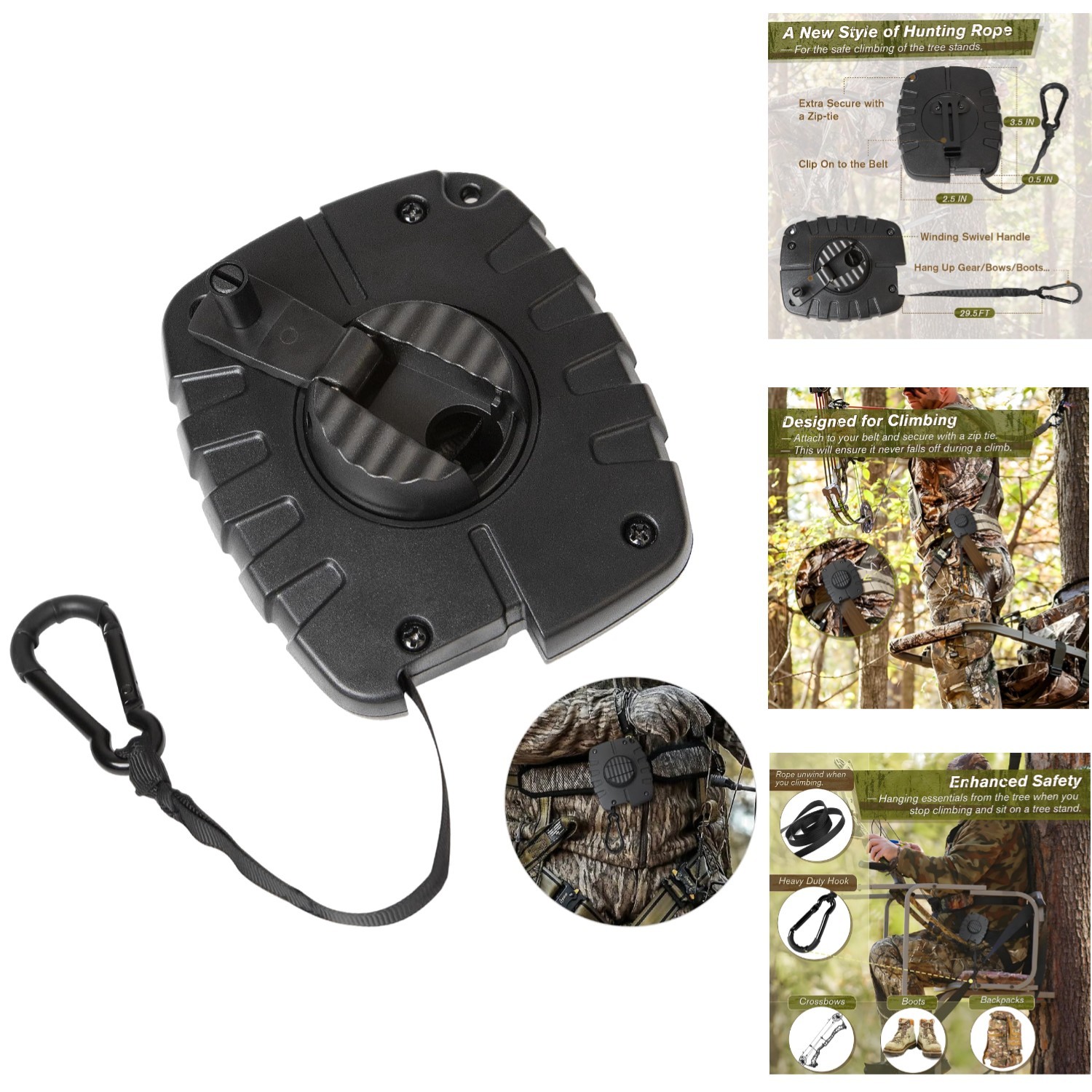 29.5FT Retractable Bow & Gear Hoist - Hands-Free Climbing Accessory for Safety