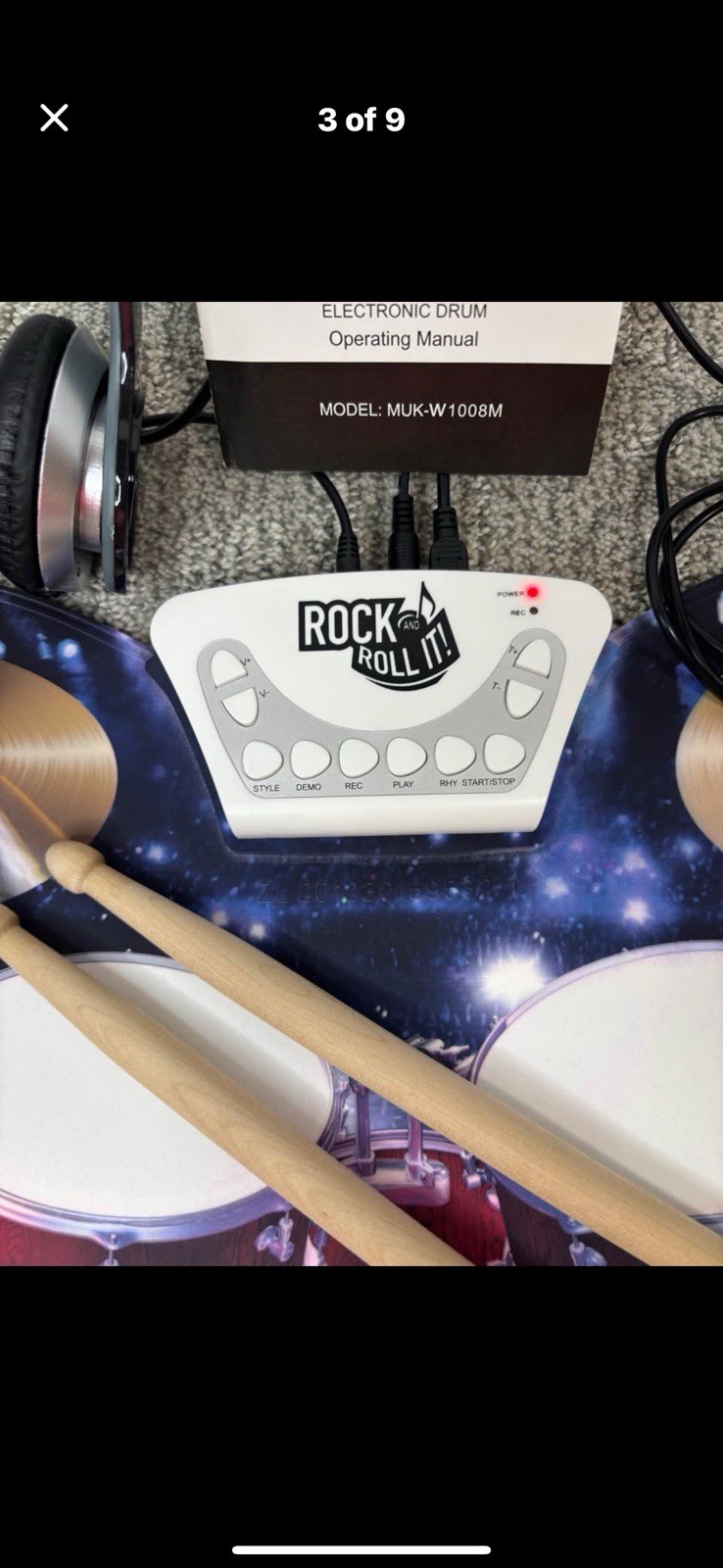 Rock And Roll It Roll Up Electronic Drum Set MUK-W1008M Tested Complete