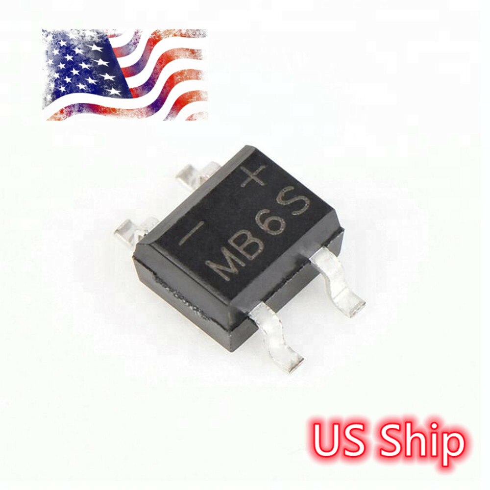 10pcs MB6S 0.5A 600V SMD Bridge Rectifier SOP-4 US Ship