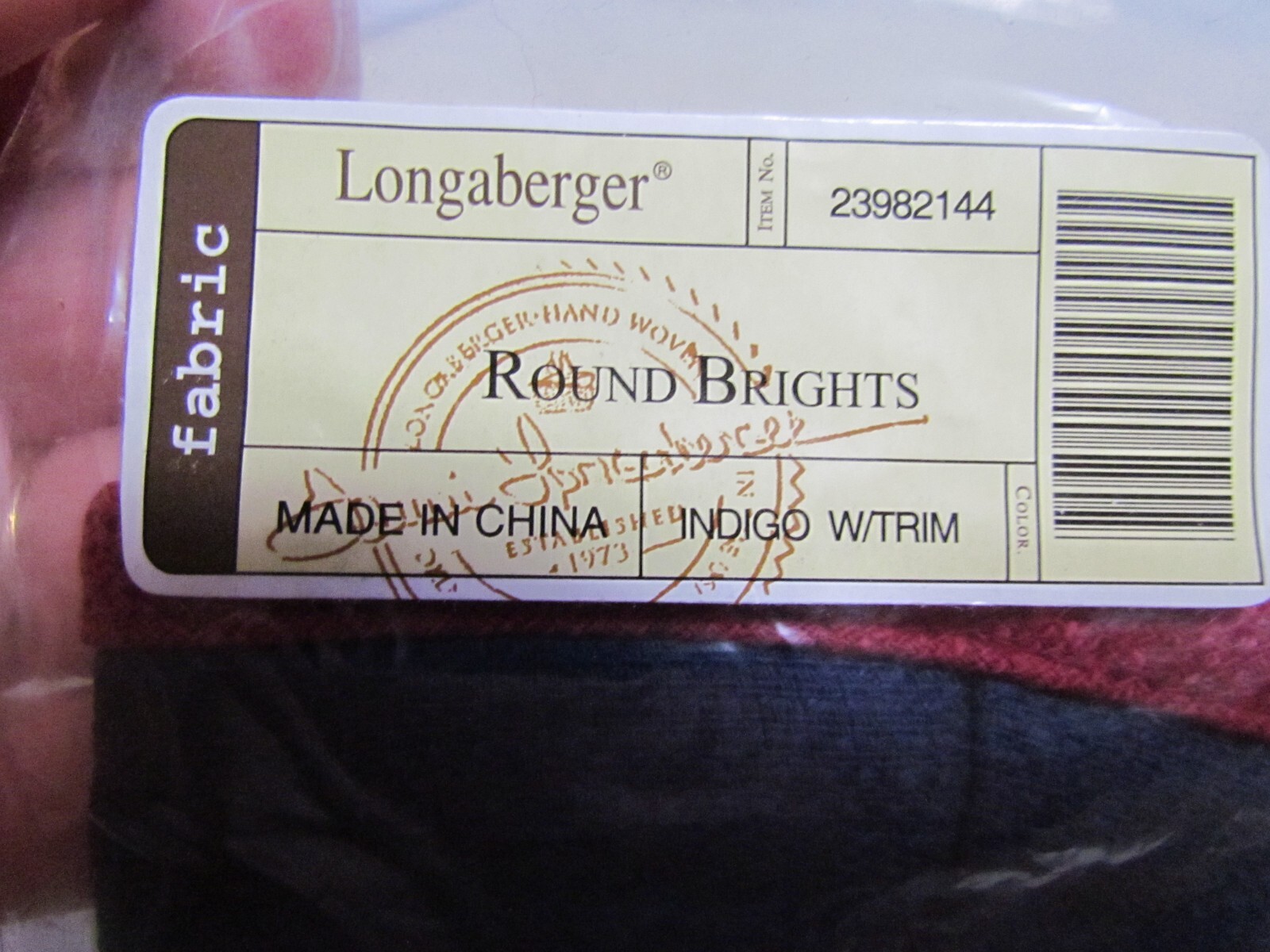 Longaberger Round Brights Basket Liner:  Indigo with Trim #23982144 - MIP!