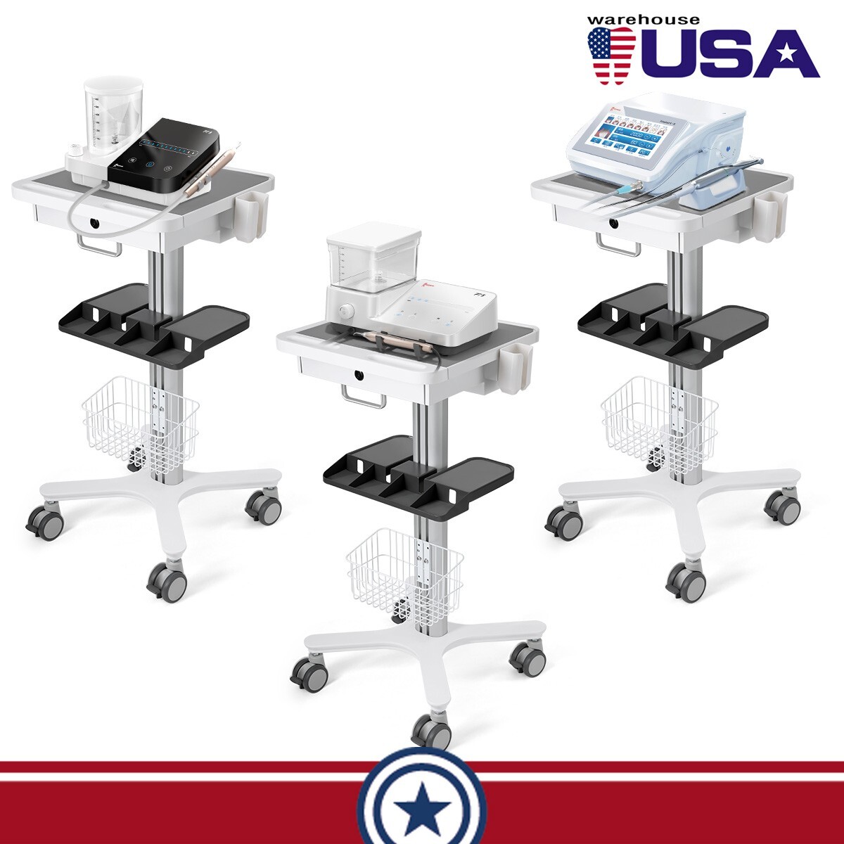 Dental Medical Rolling Multi-Function Trolley Cart