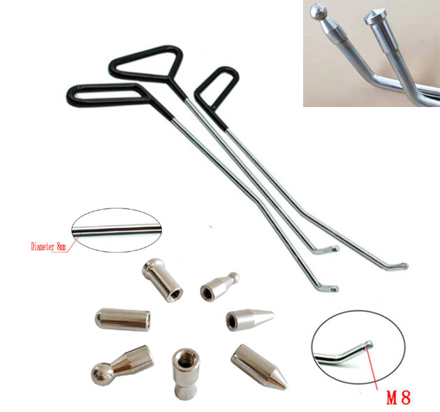 3pc New Design Dent Removal Rods Tools Hook Tools Push Rod with 7 Tap Heads