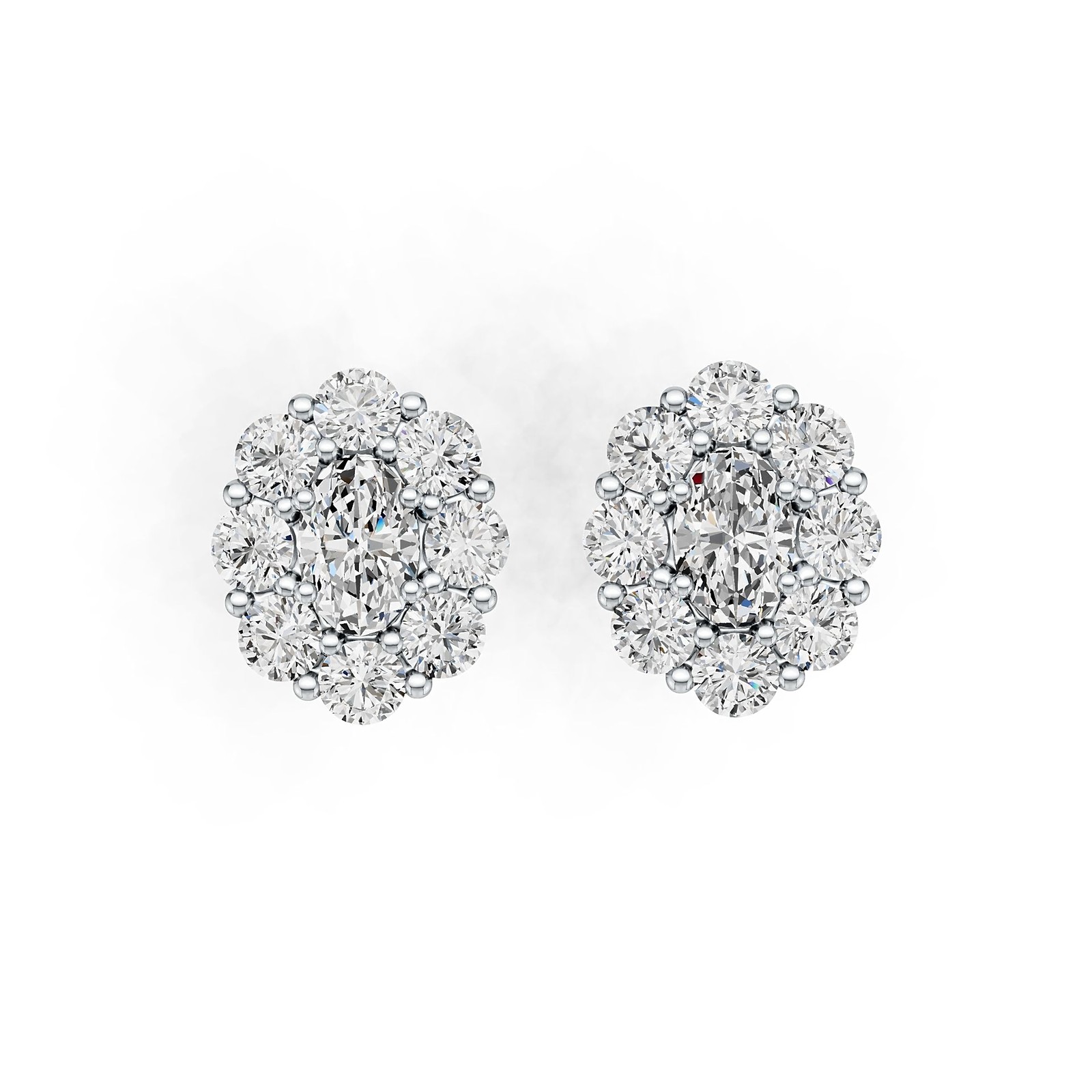 Sterling Silver Semi Mount Earrings Setting Oval OV 6X4mm with White Topaz