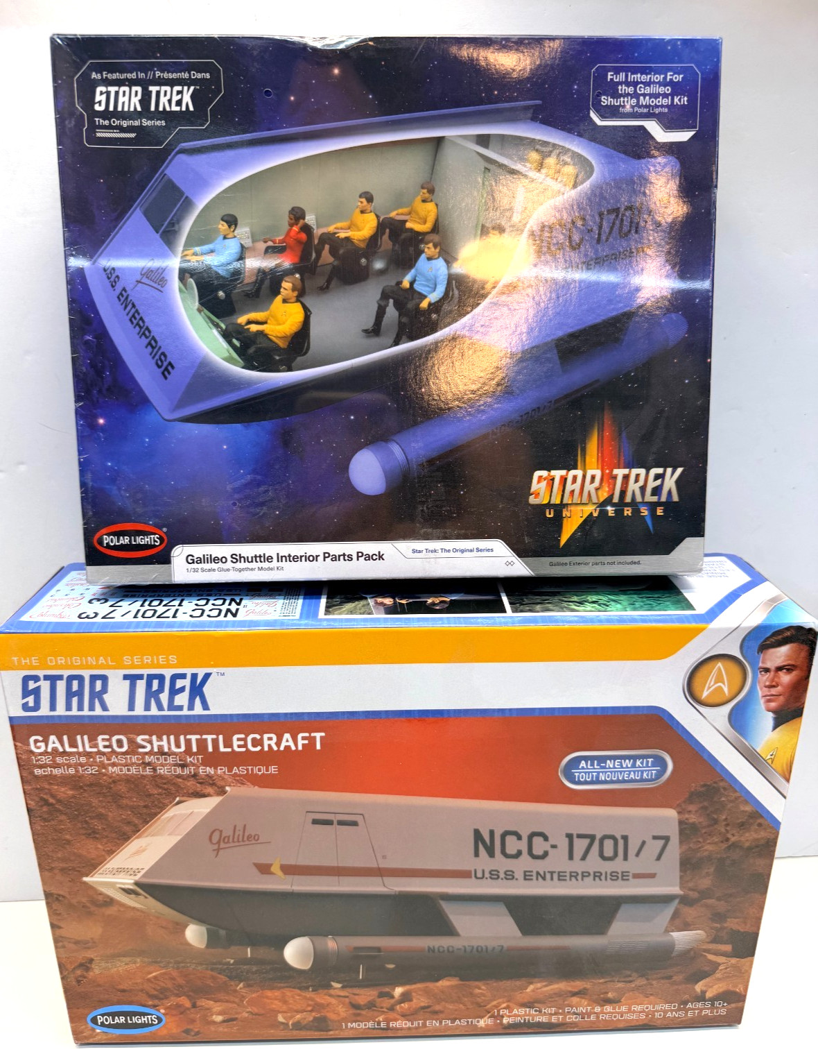 Polar Lights 1:32 Scale Star Trek Galileo Shuttle & Full Interior 2pc Set Model