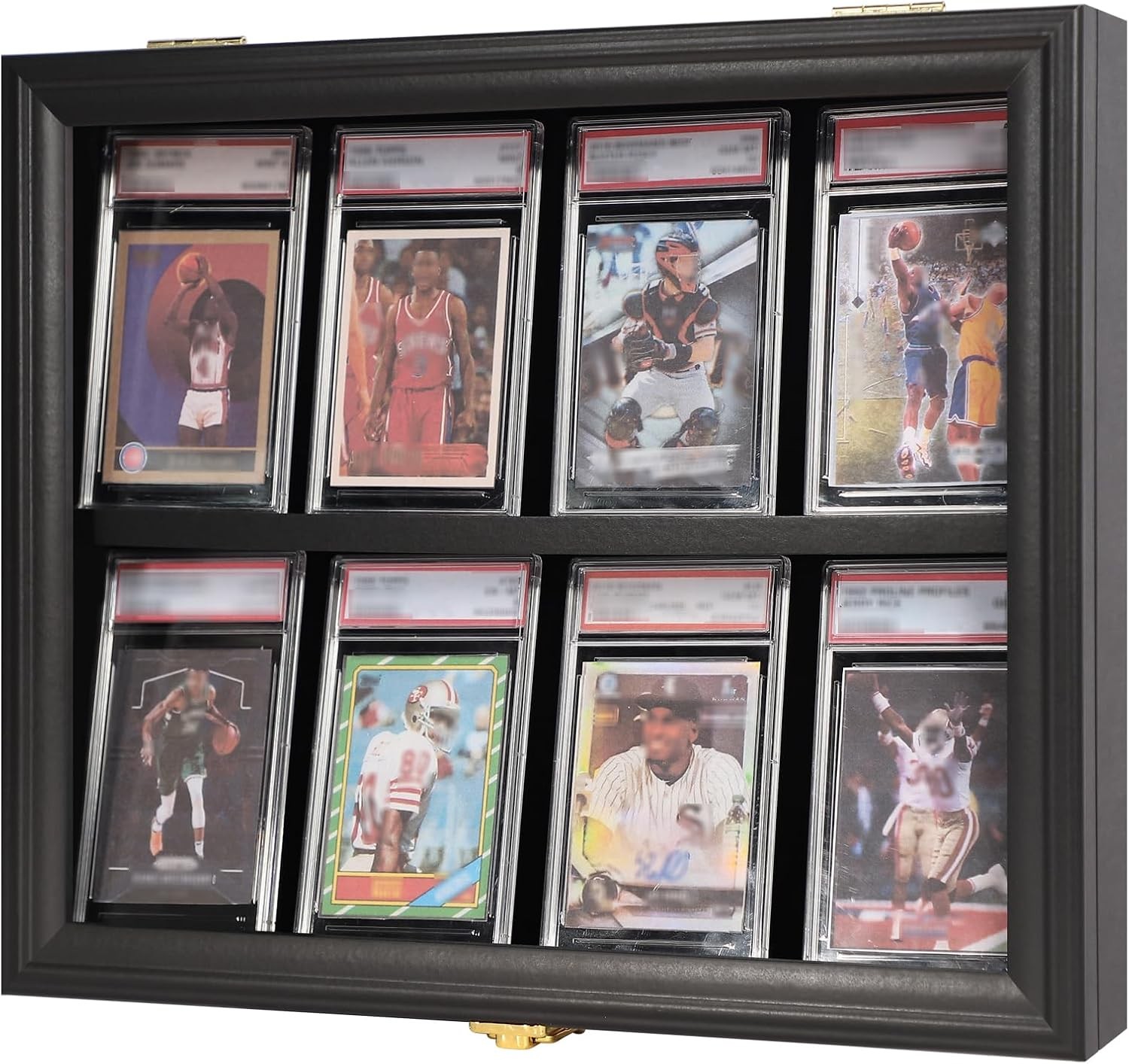 8 Baseball Card Display Case - Lockable Sports 8-Horizontal-Black, Black