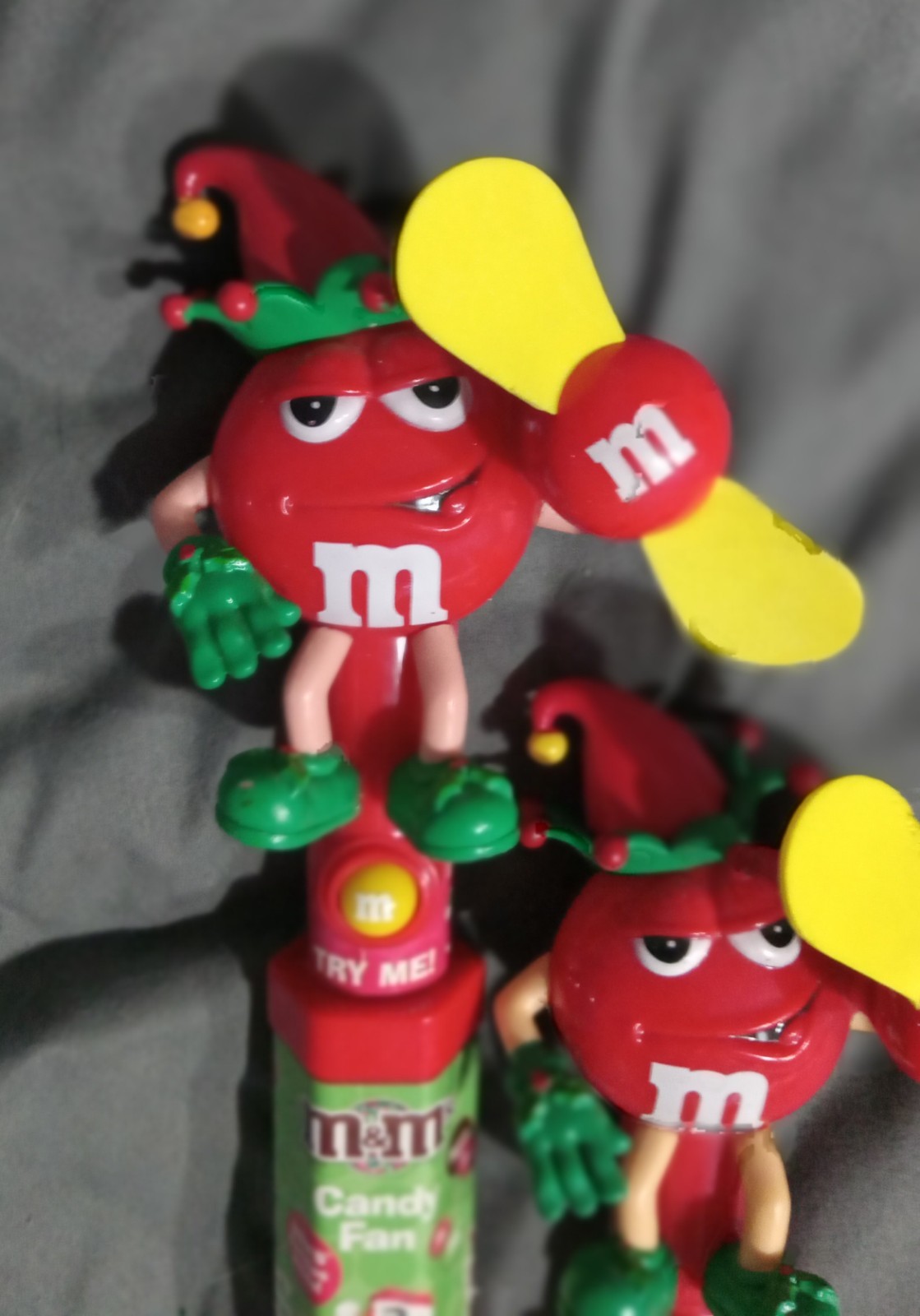 TWO-M&Ms Christmas Red Character Candy Fan Dispenser Without Candy