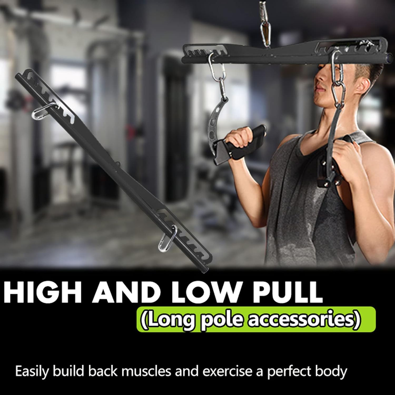 Adjustable Lat Pull down Bar, Cable Machine Attachments for Gym, Home Gym Fitnes