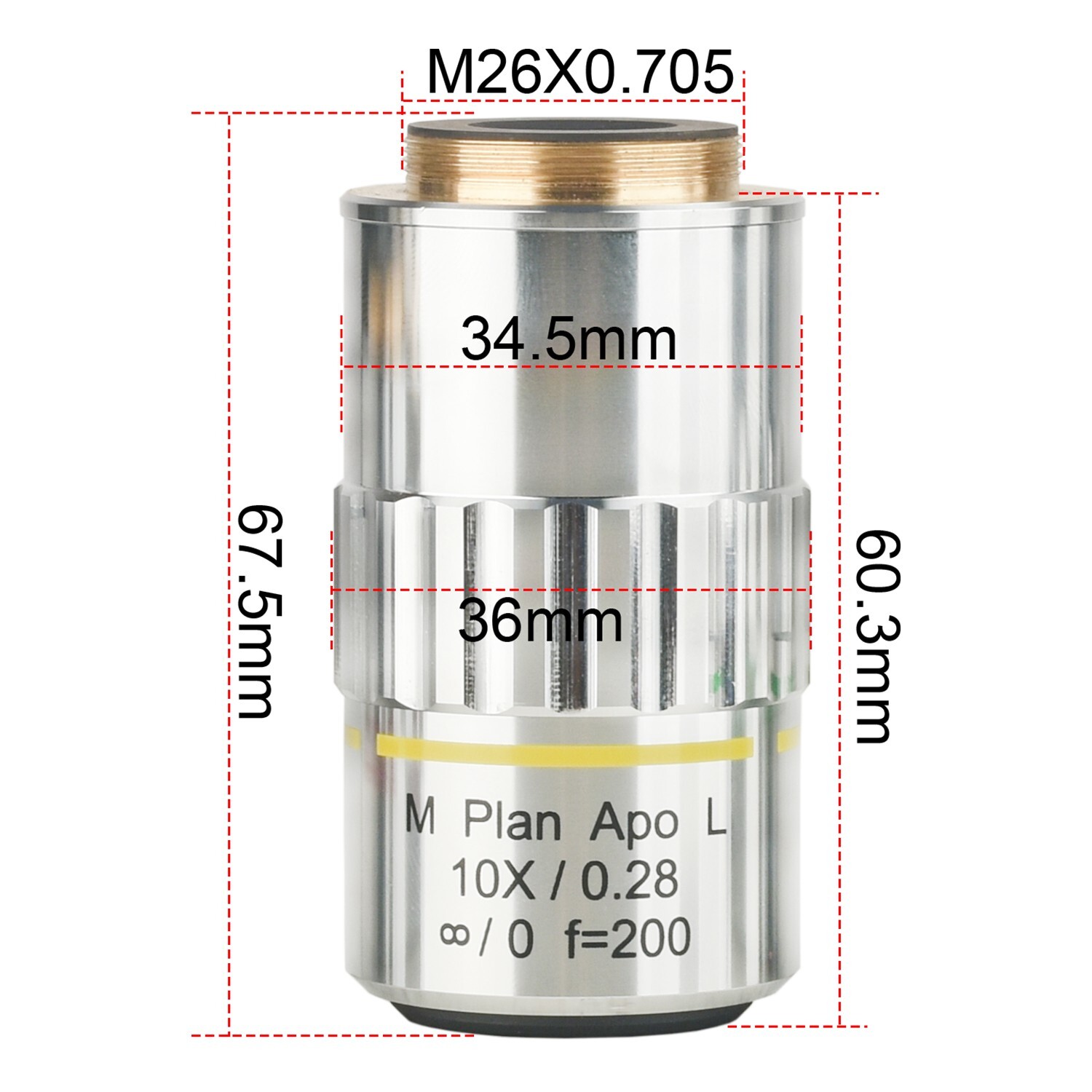 10X Infinite far Long Working Distance Metallographic Microscope objective