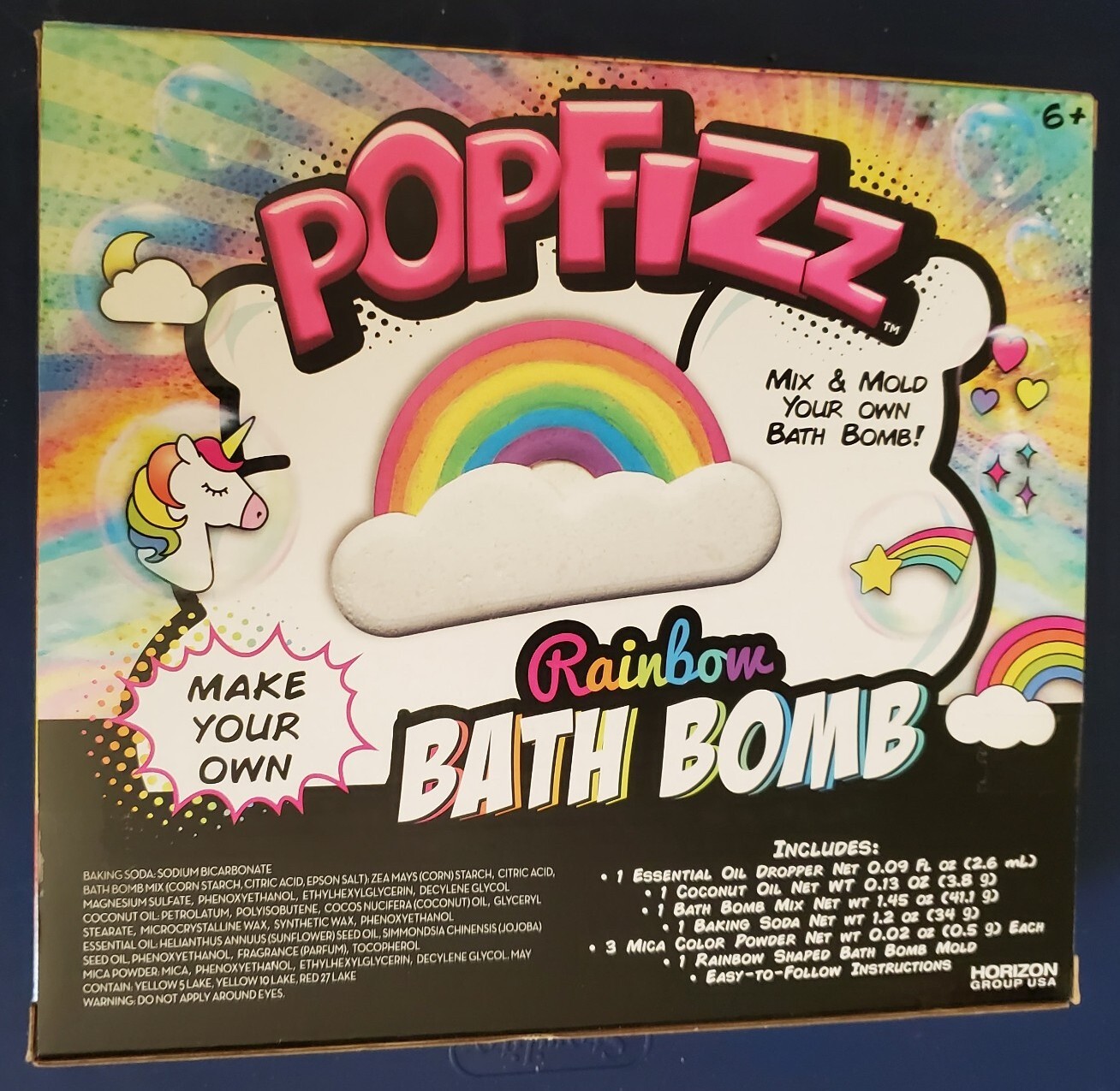 Bath Bomb: Pop Fizz Rainbow Cloud Surprise Make Your Own DIY Ages 6+