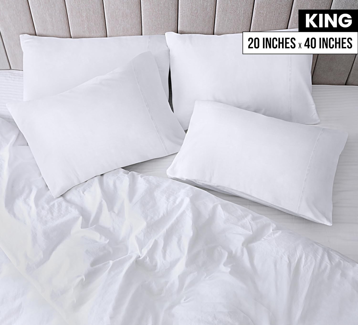 King Pillow Cases - 12 Pack - Envelope Closure - Soft Brushed