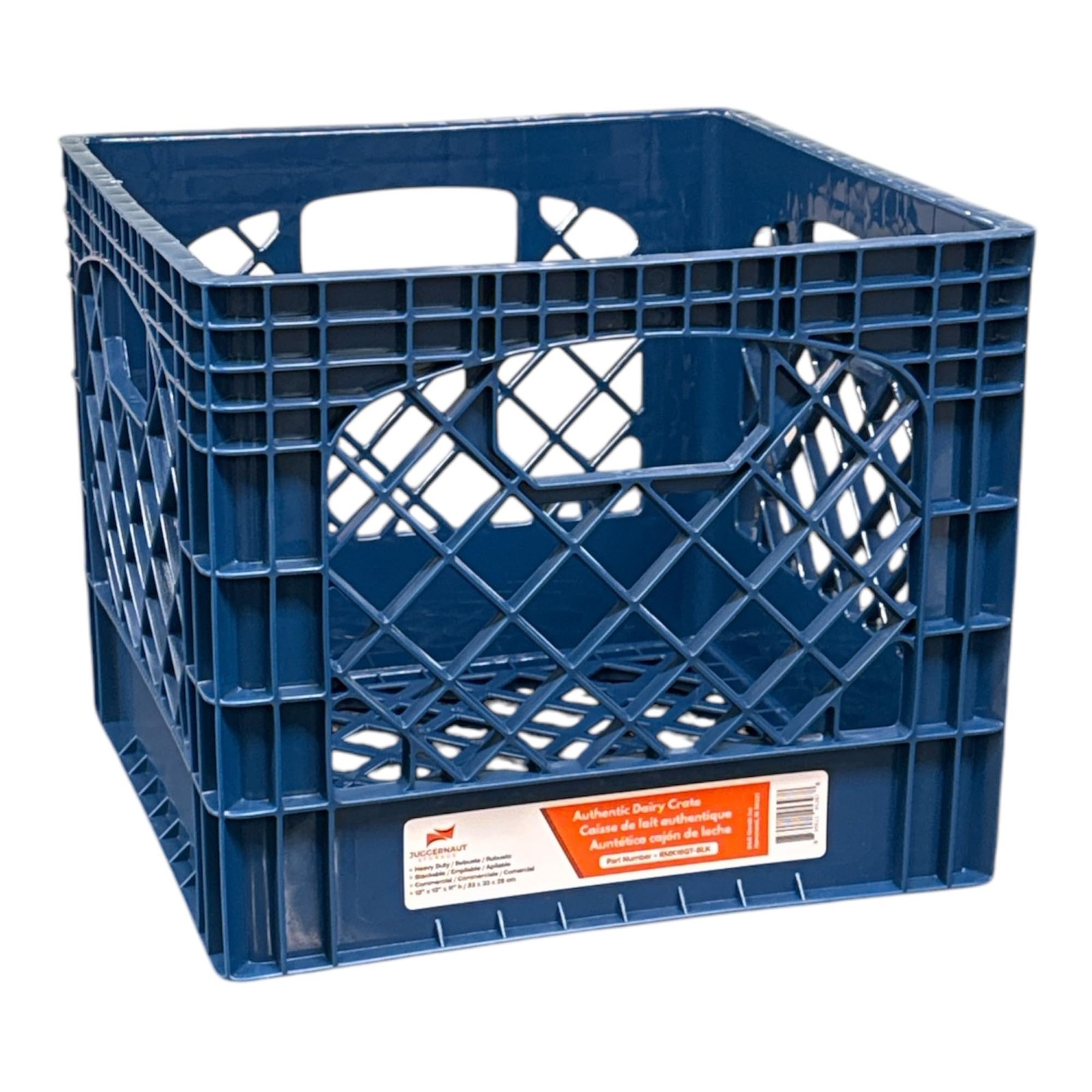 Juggernaut Storage 16QT Heavy-Duty Plastic Square Milk Crate Blue Navy