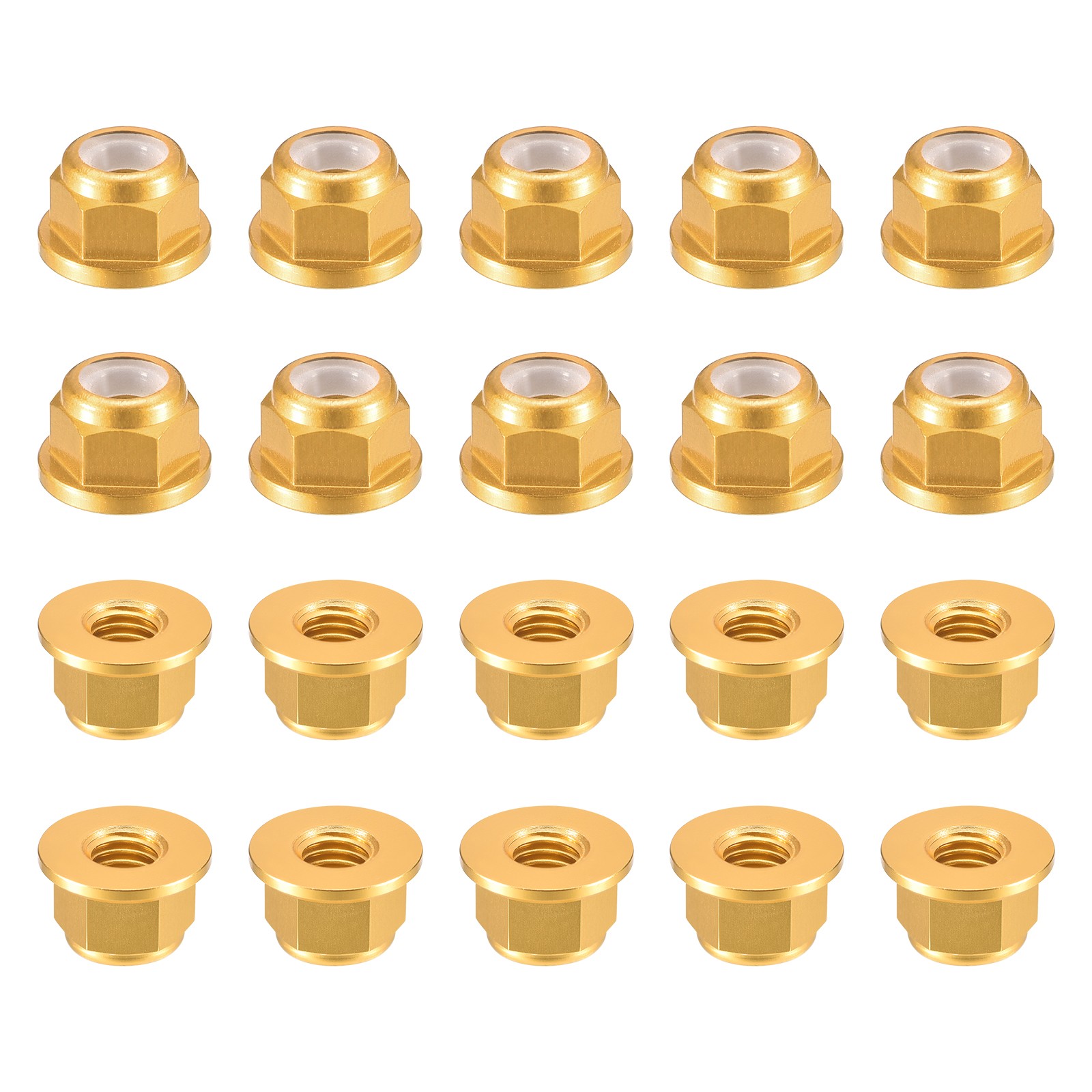 Nylon Insert Hex Lock Nuts, 20pcs - M2.5x0.45mm Self-Locking Nut(Gold)