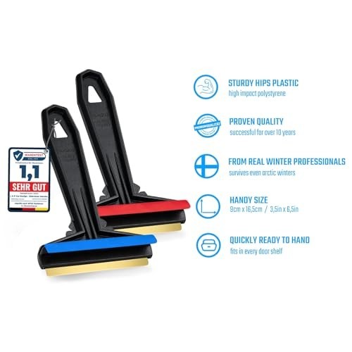 Efficient Brass Blade Car Ice Scraper - 2 Pack Windshield Snow Remover Tool