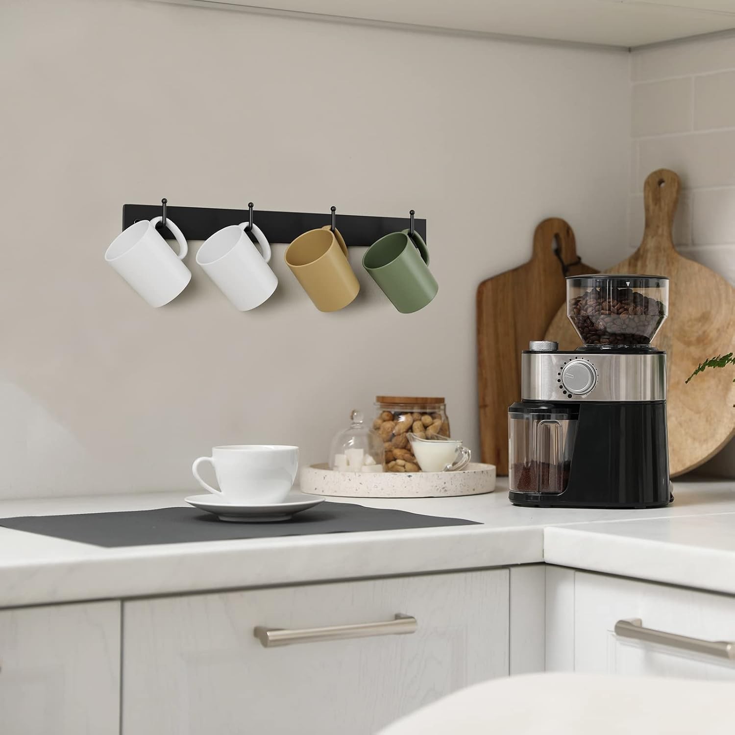 Coffee Mug Holder Wall Mounted W/ 12 Hooks Regular Additional Mug Rack)