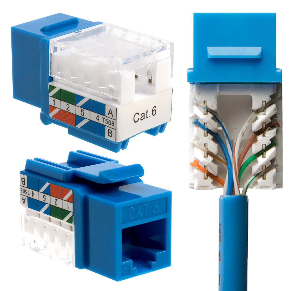 Cat6 White Keystone Jack 45 Degree Punch Down Network Connector Multi-Pack LOT