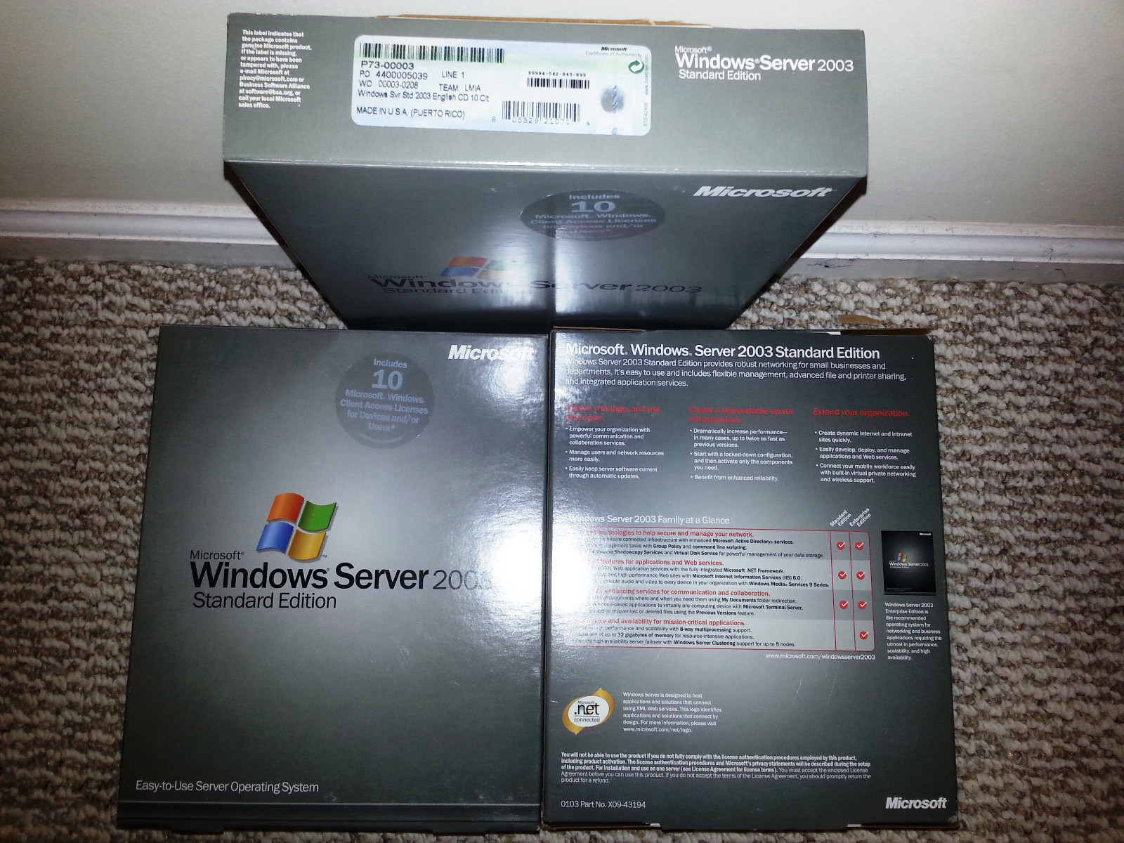 Microsoft Windows Server 2003 Standard, 10 CALs, SKU P73-00003, Full Retail Box