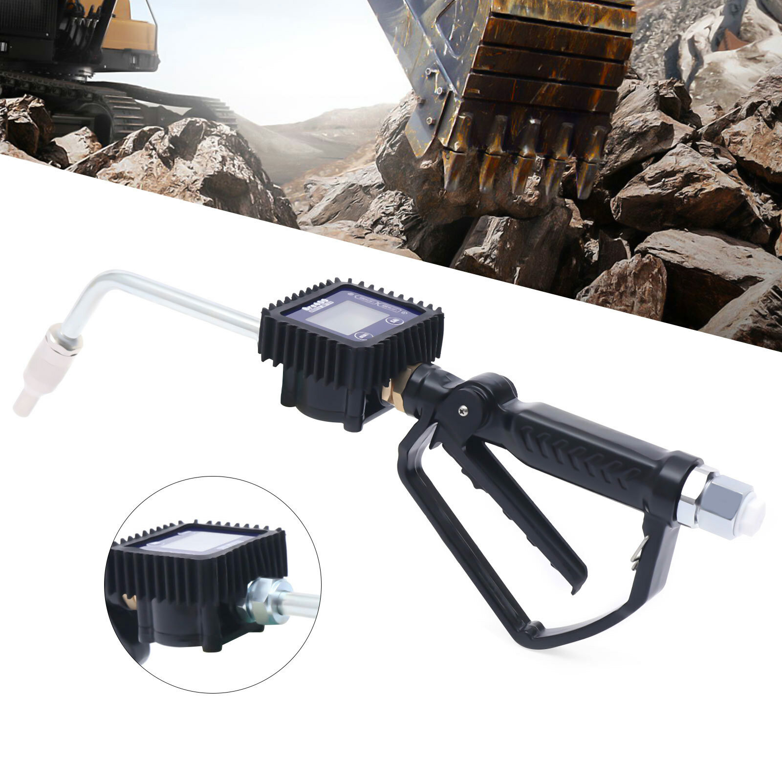 Digital Petrol Oil Fluid Dispenser Pump Metering Oil Gun  W/Toothed Handle