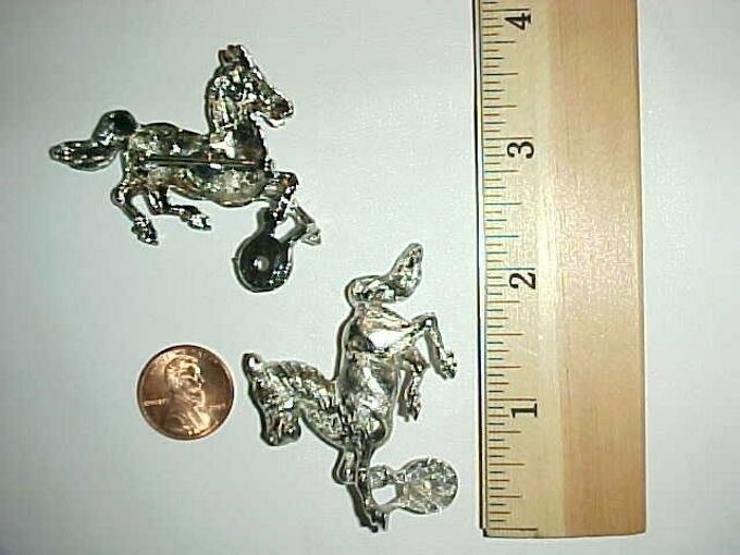 6 VINTAGE SILVER GALLOPING HORSE 56mm. PIN SETTINGS L51