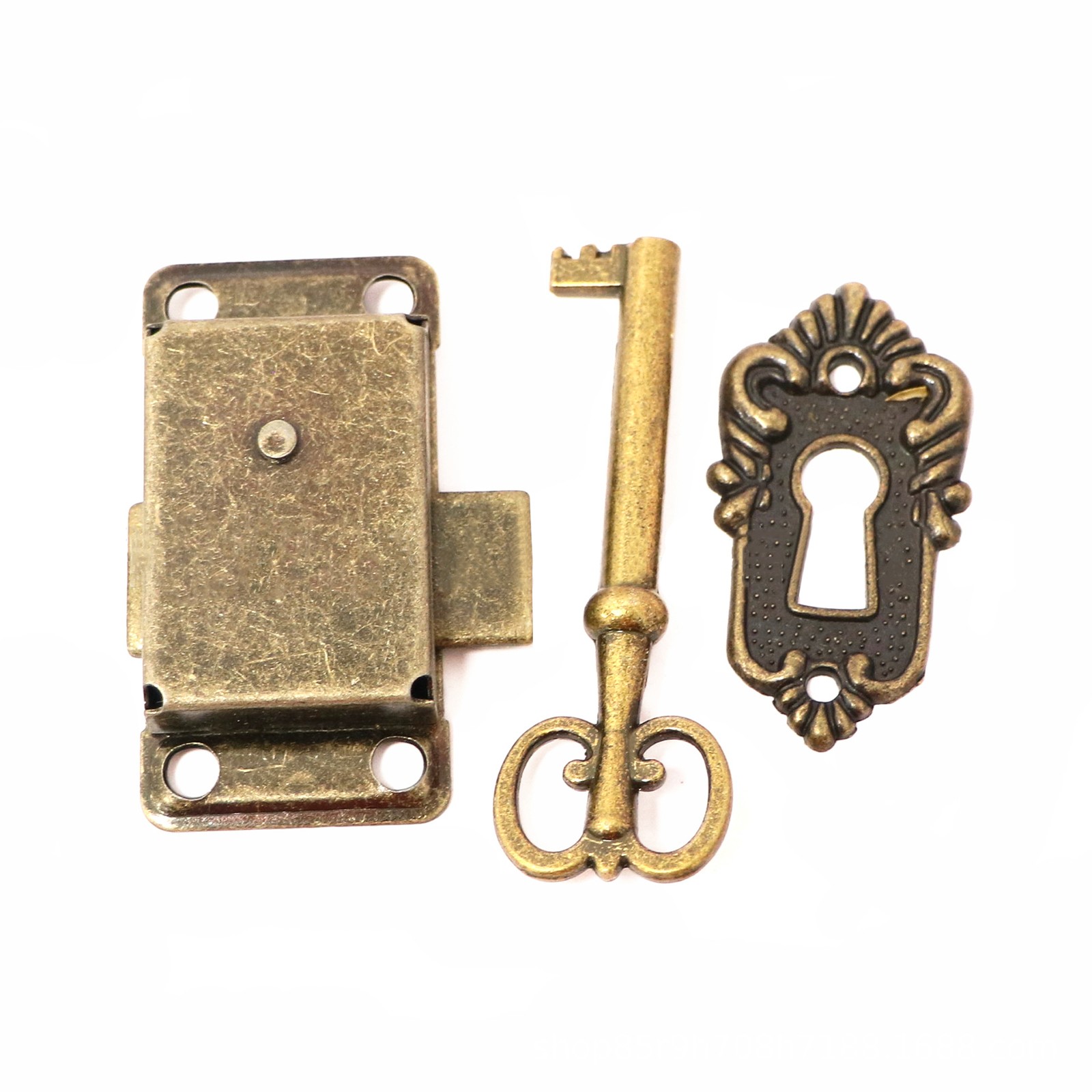 Vintage Iron Alloy Cabinet Door Lock Kit with Key Antique Drawer Wardrobe Lock e