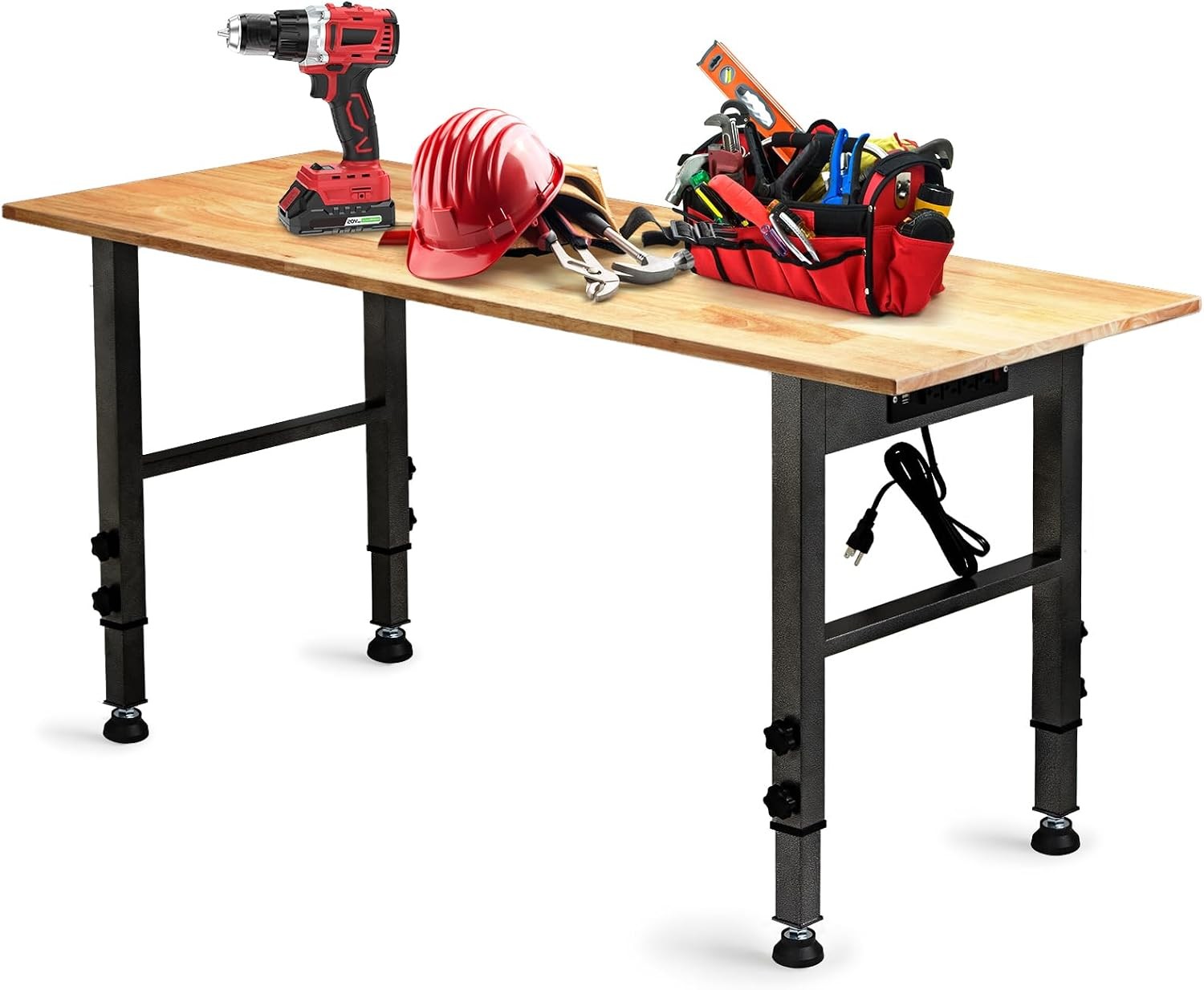 54.3 "Adjustable Workbench W/ Power Outlet Heavy Duty 2000 LBS Load Capacity
