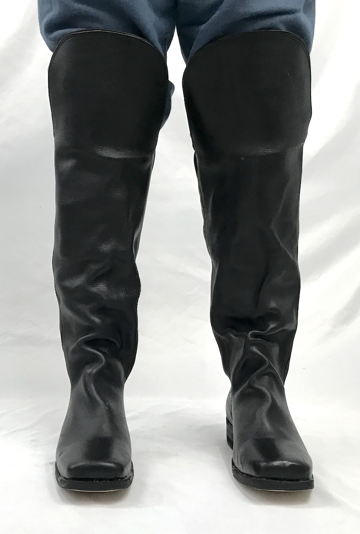 Black Leather Boots with Knee Flap - Historical Reenactment, Civil War - Size 6