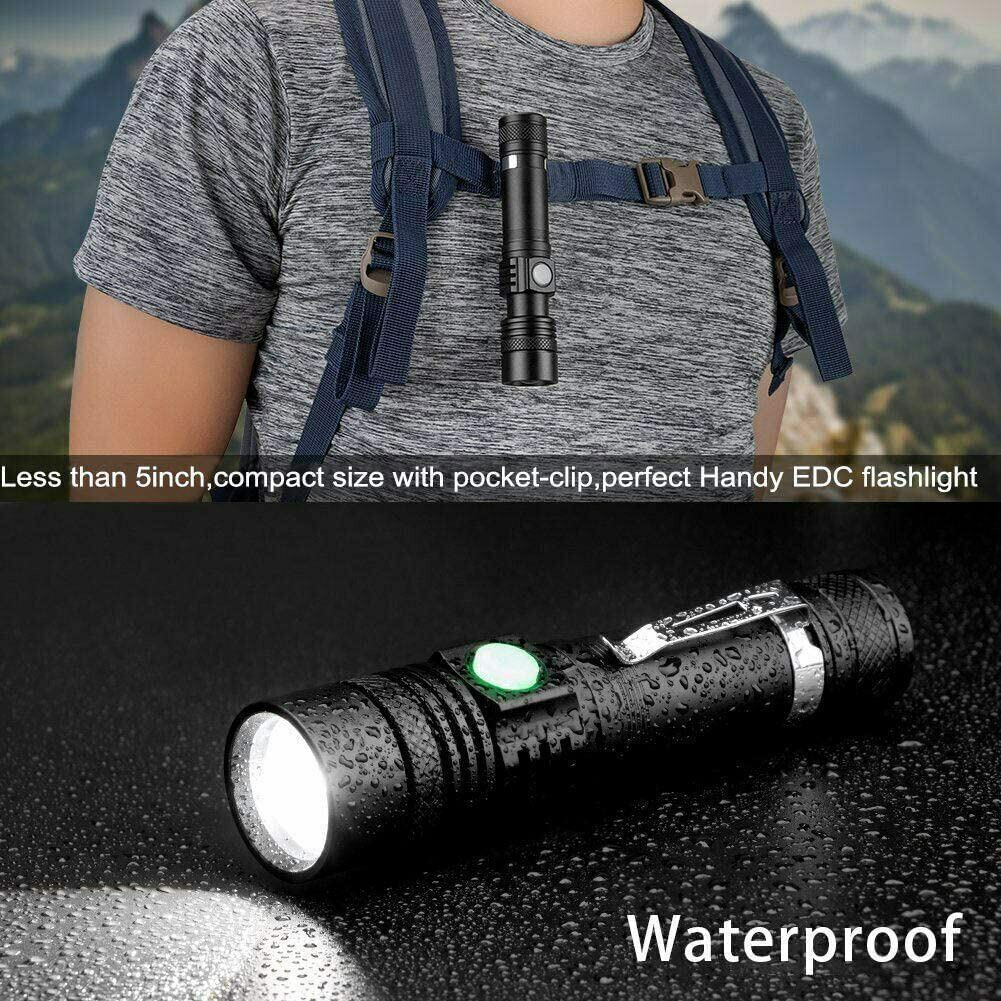 Powerful LED Flashlight High Lumens Tactical Torch Flash Light USB Rechargeable