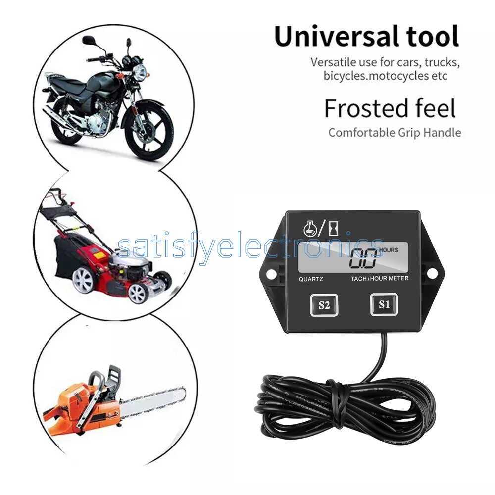 Digital RPM Tach Hour Meter Tachometer Gauge For Motorcycle Dirt Bike 2/4 Stroke