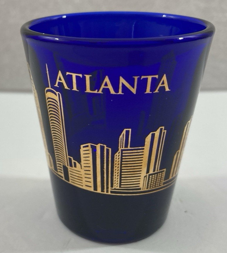 Atlanta skyline blue glass shot glass