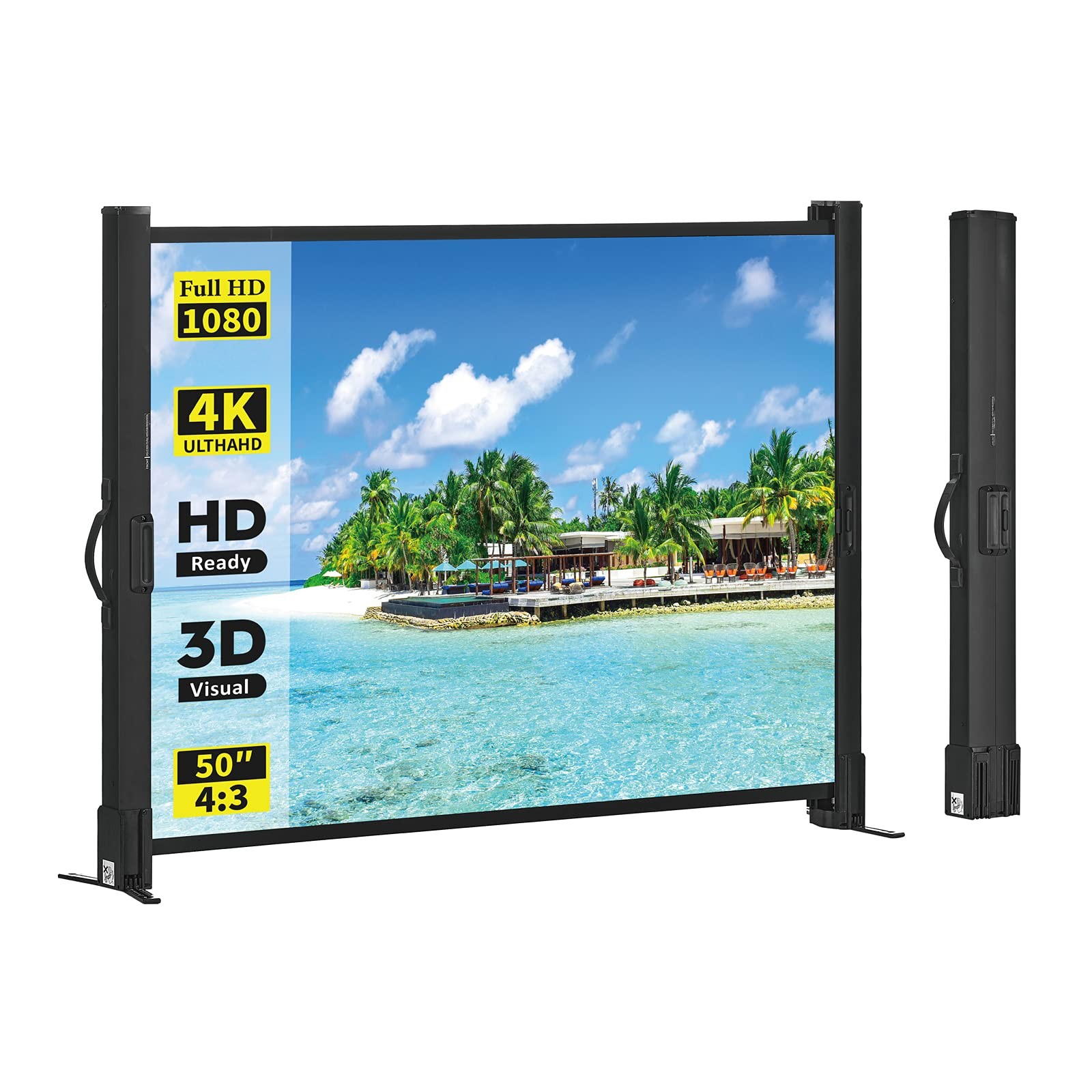 Portable Projector Screen with Stand, 50 Inch 4:3, Outdoor Projector Screen, ...