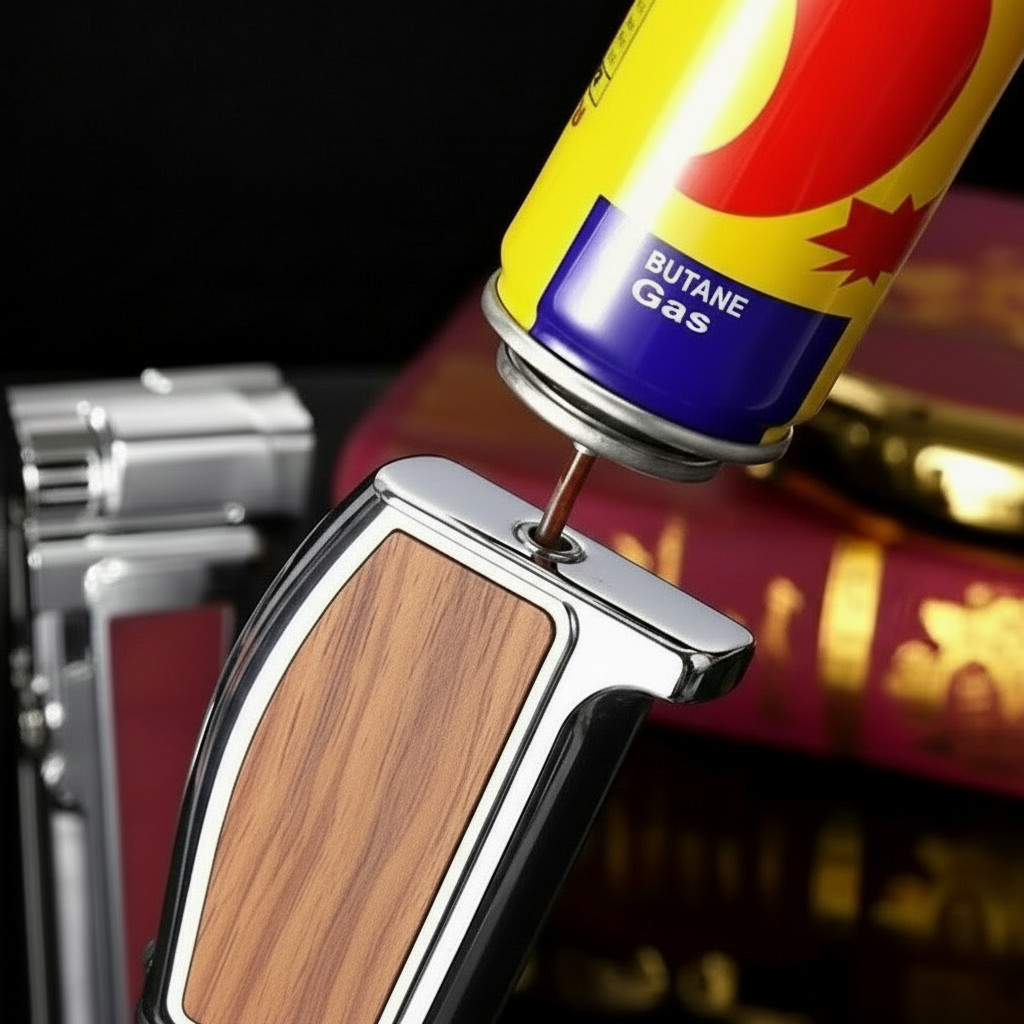 Butane Lighter Torch, Silver, Pistol-grip Handle
