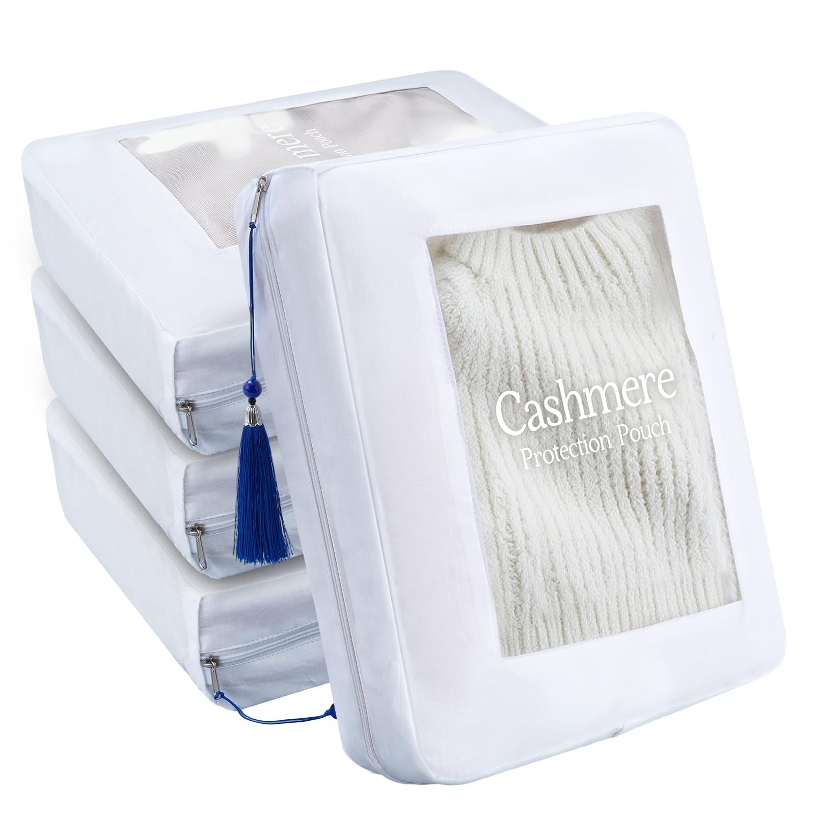 ARQRHTLY 2 Pack Cashmere Protection Pouch, Cotton Sweater Medium, white