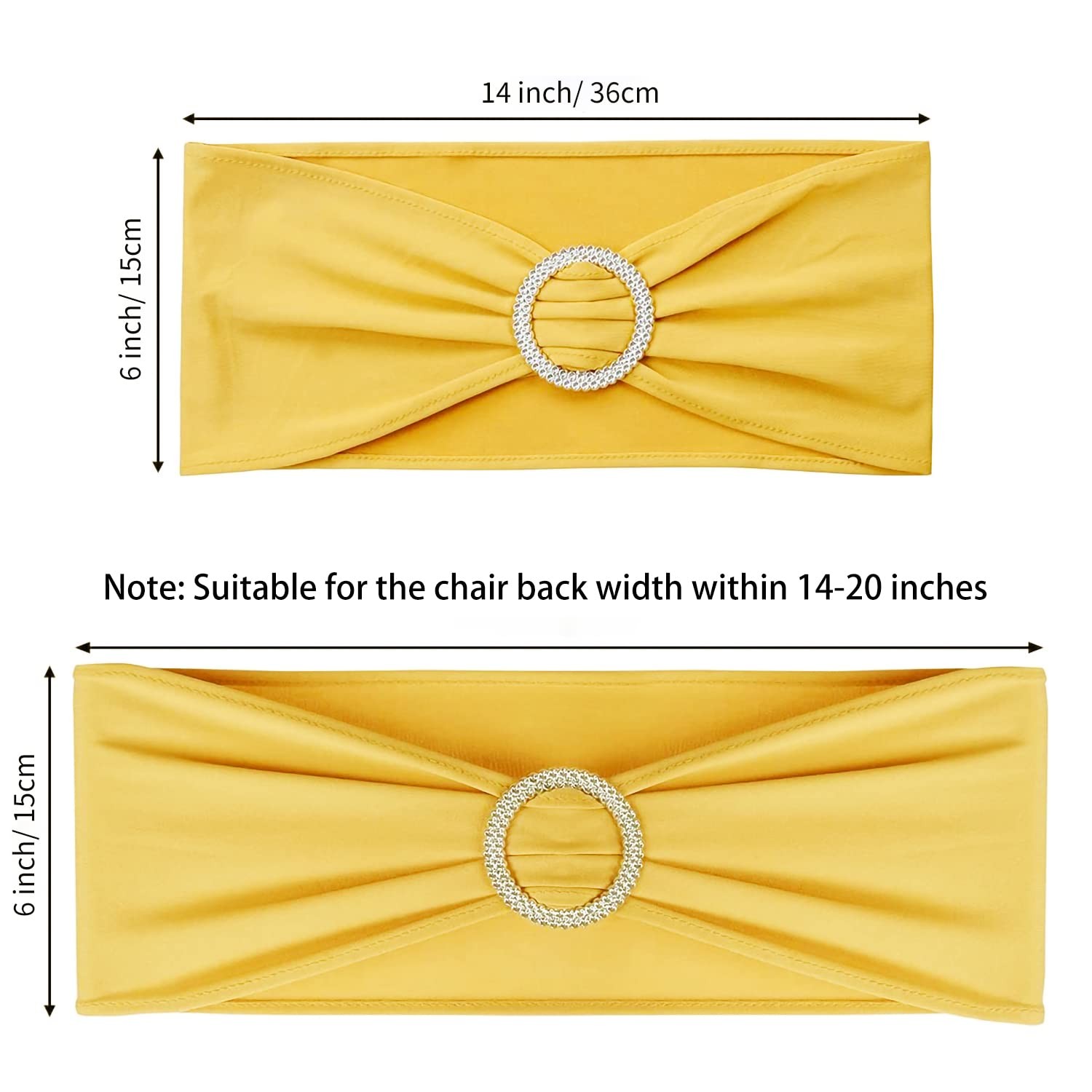 Jieqier Yellow Chair Sashes, 25PCS Spandex Sashes Bows, Chair Cover Bands wit...