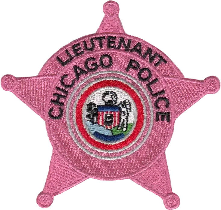 NOVELTY CHICAGO POLICE STAR PATCH: Lieutenant - Pink Breast Cancer Awareness