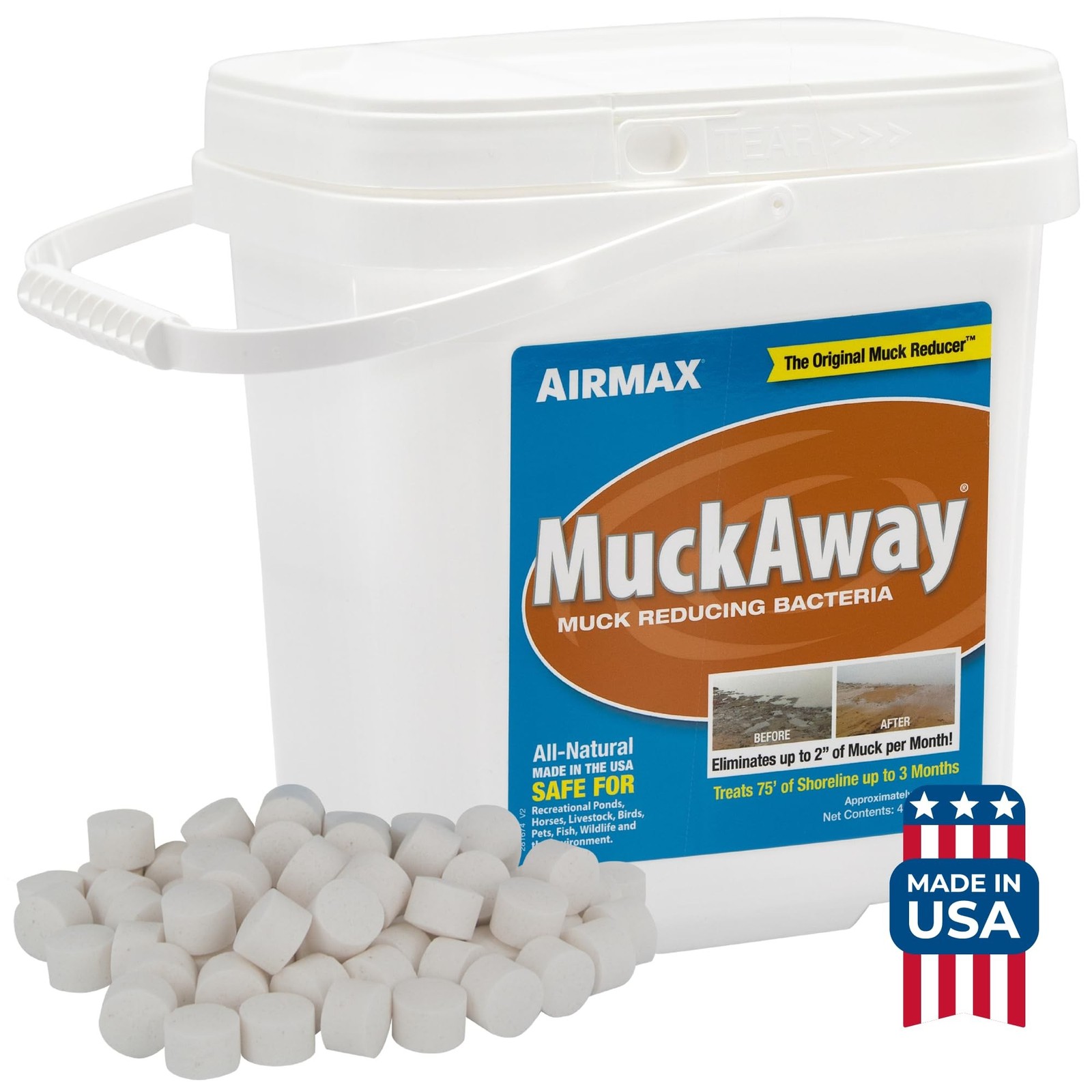 Airmax MuckAway Natural Beneficial Bacteria for Outdoor Ponds & Lakes, Muck, ...