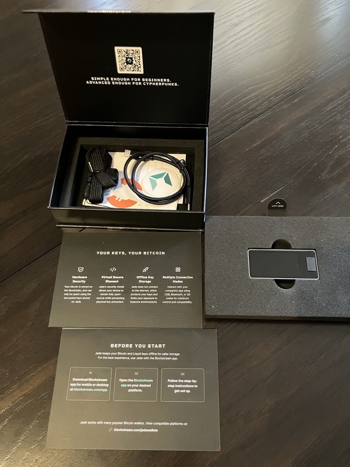 Blockstream Jade Bitcoin USB Hardware Wallet Model AOA414 Black Cryptocurrency