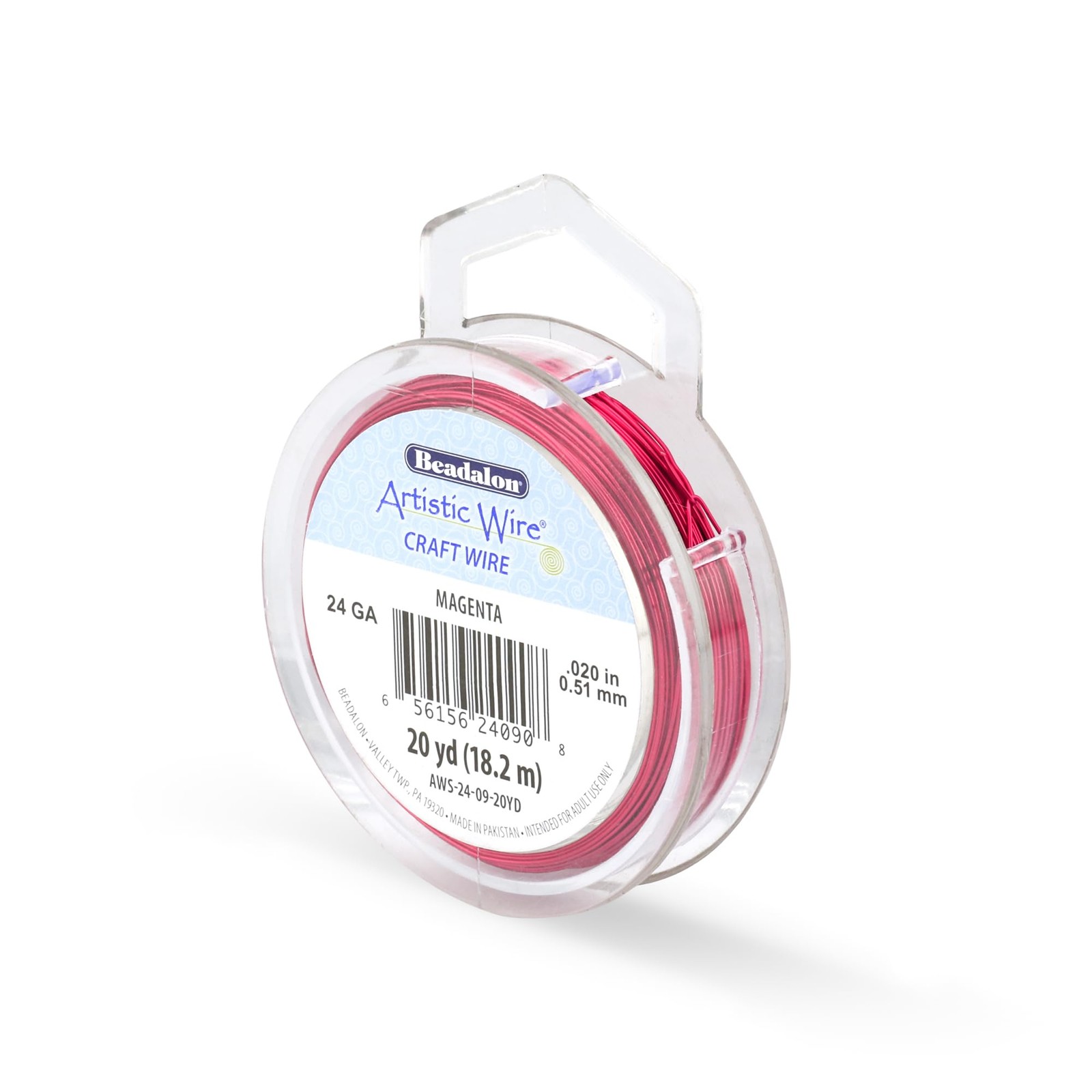 , 24 Gauge Tarnish Resistant Colored Copper Craft Wire, Magenta, 20 yd