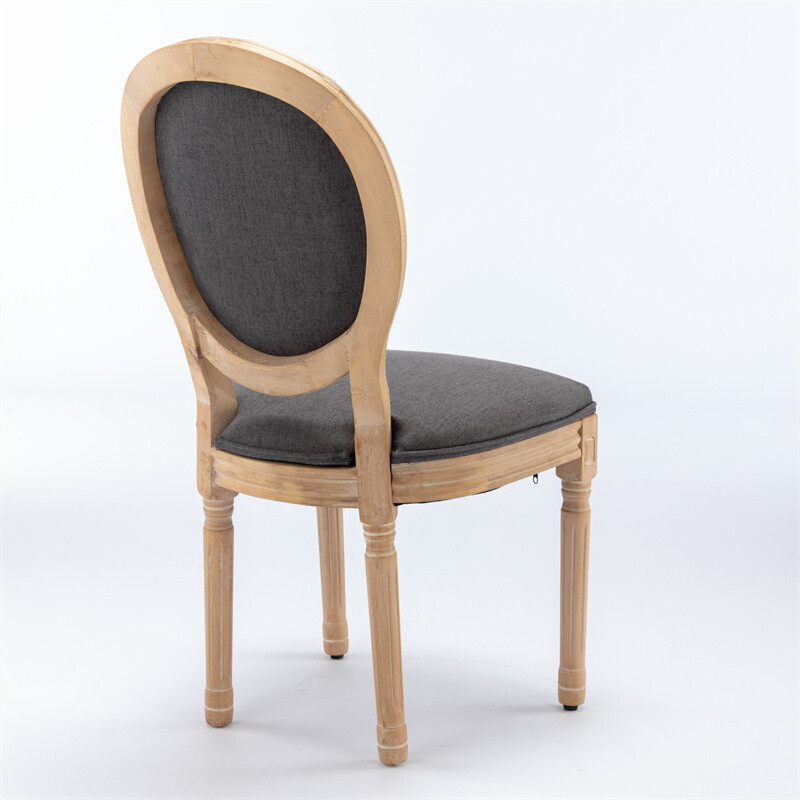 2pcs French Style Solid Wood Antique Painting Linen Fabric Back Dining Chairs