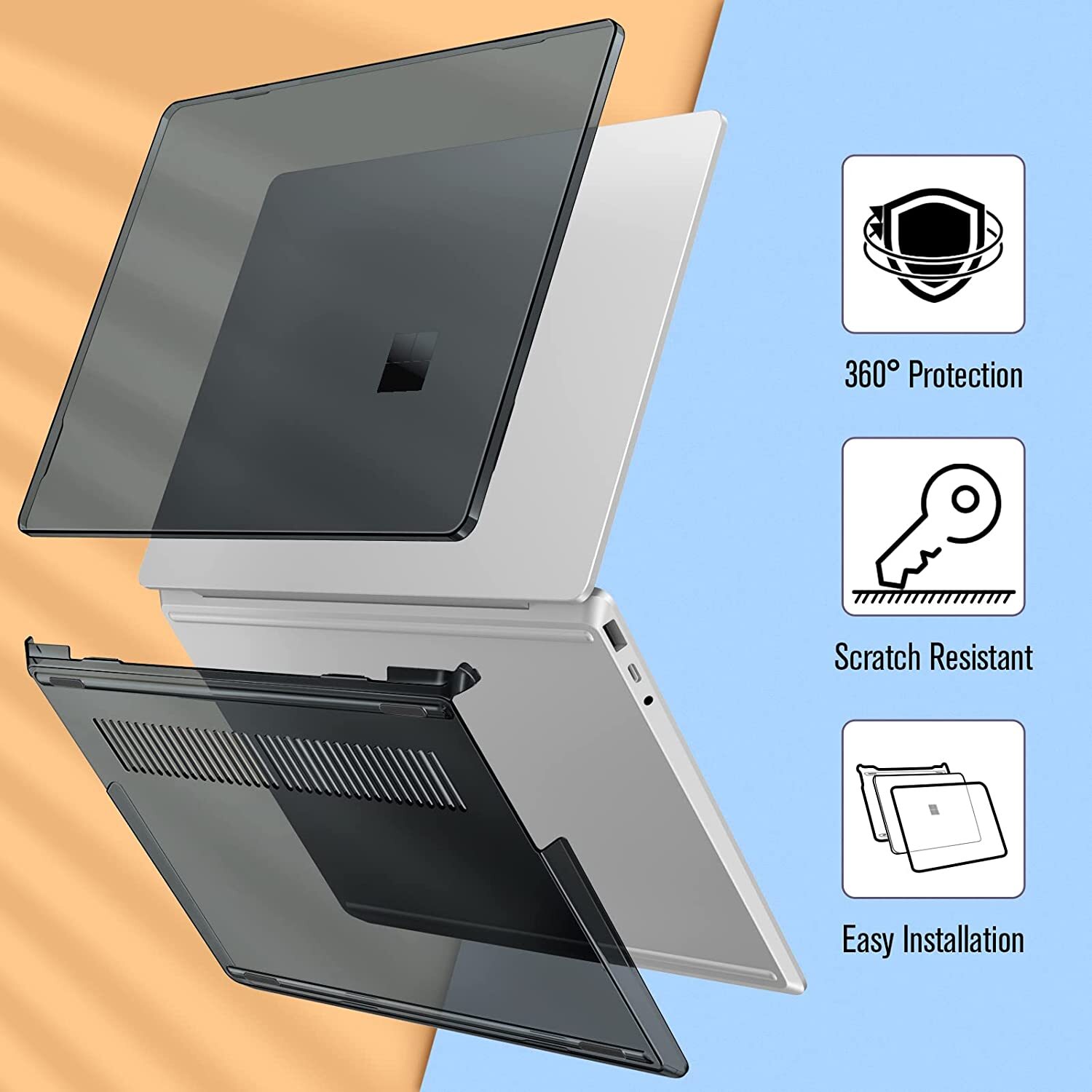 Protective Case for 12.4" Microsoft Surface Laptop Go 2 (2022) Hard Shell Cover