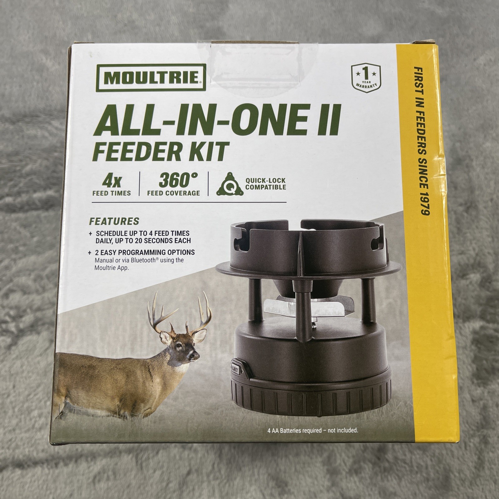 Moultrie All-in-One II Deer Feeder Kit Quicklock Adapter Fits Most 4x Feed Time