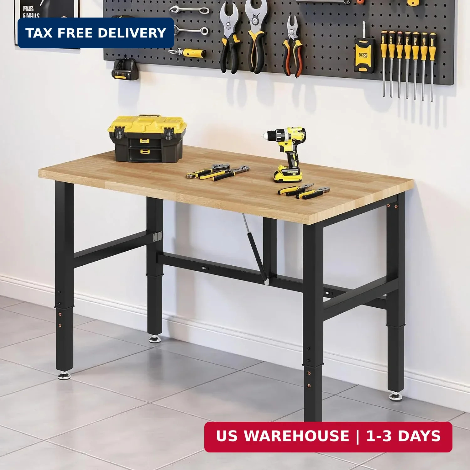 Adjustable-Height Folding Workbench | 34.7-40 In Adjustable Height, Rub