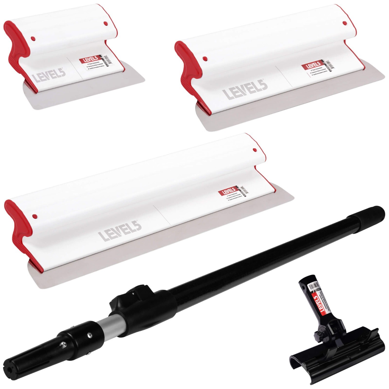 LEVEL5 Composite Skimming Blade Set 10" 16" 24” w/ 38.5"-63" Ext Handle | 5-440C