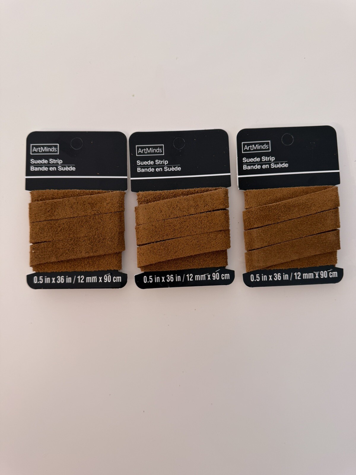3 Spun Cards of Brown 1/2  Suede Lace 36” Or 1 Yard Carded - Art minds