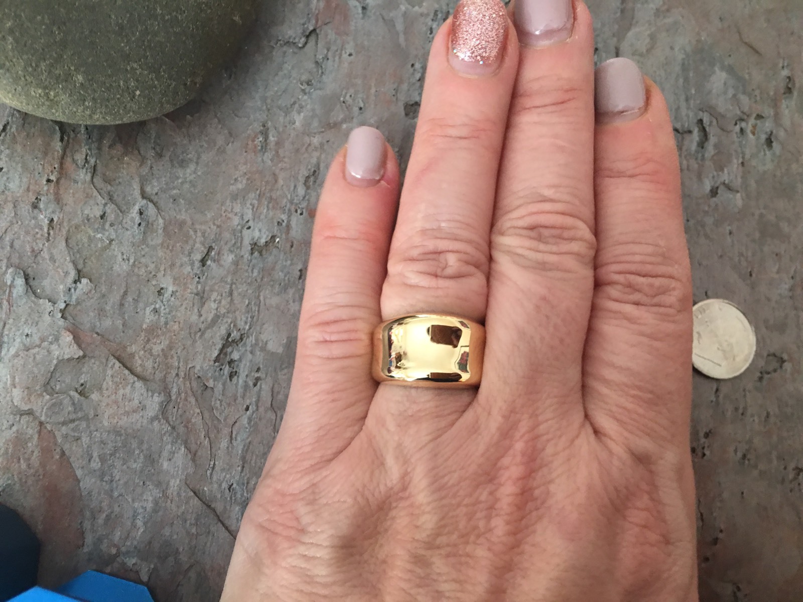 14 KT Yellow Gold Polished Heavy Concave Design Wide Cigar Band Ring NEW