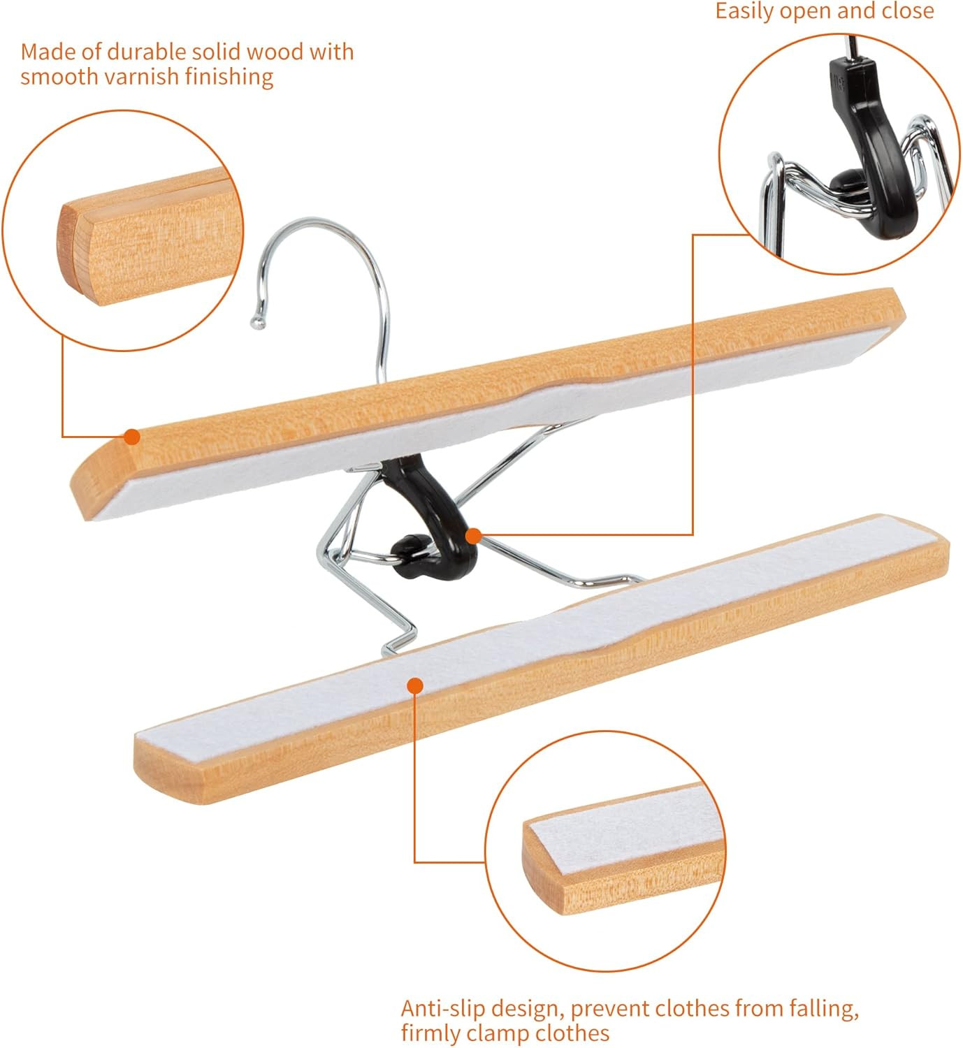 Wooden Pants Hangers - Natural, 20-Pack