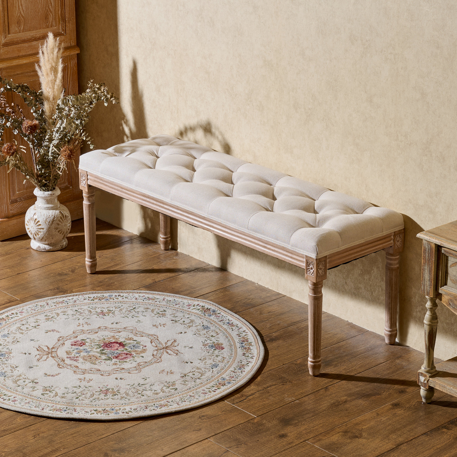 VONLUCE 31inch Modern Table Bench Upholstered Bedroom Benches Footrest Stool
