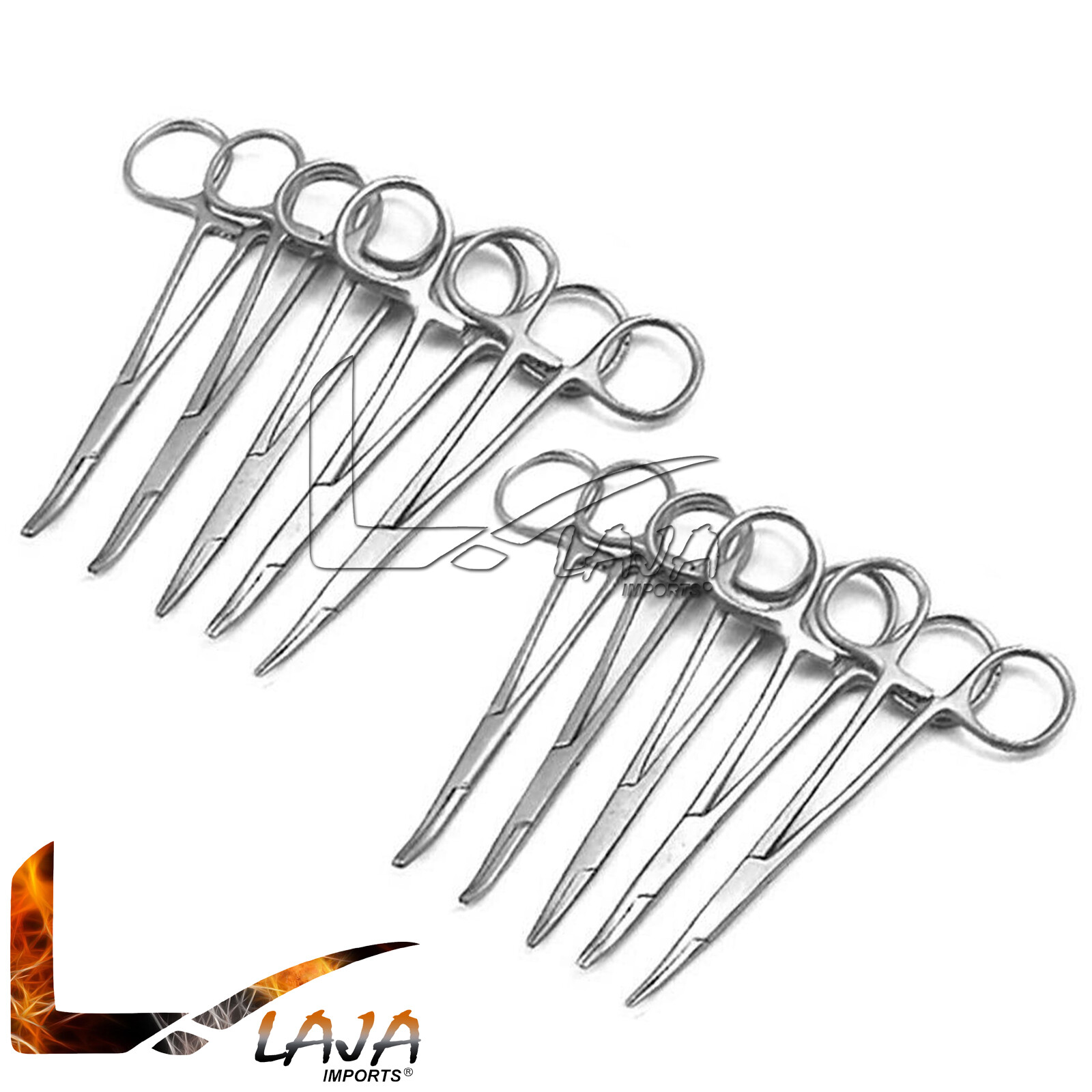 Lot of 12, 5" Curved Forceps Fly Fishing Locking Mosquito Hemostat Forceps