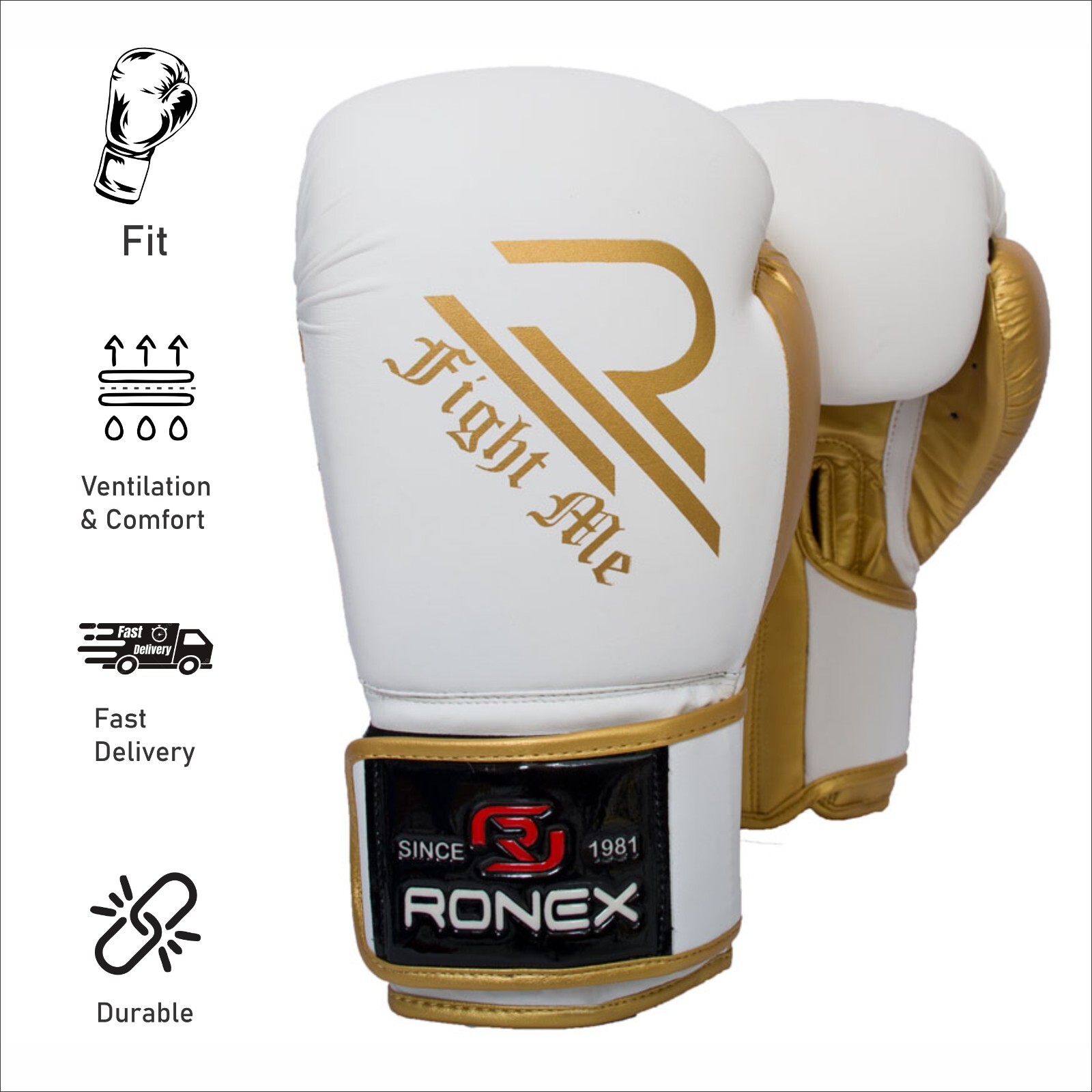 Ronex Boxing Gloves Professional Heavy Duty PU Leather Sparring & Gym Use