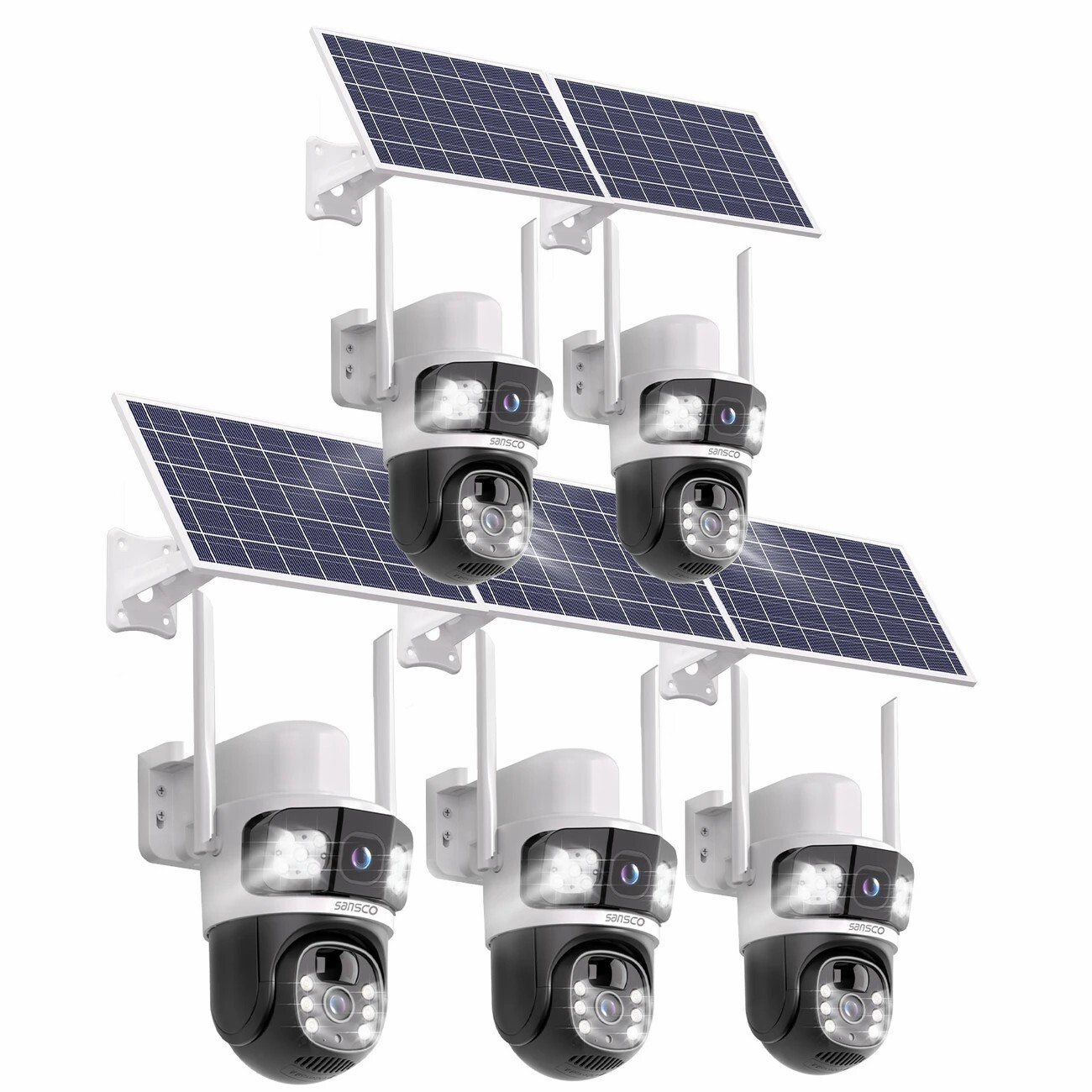 5PCS 4MP Solar Wireless Security Camera WiFi PTZ Dual Lens 2-Way Audio